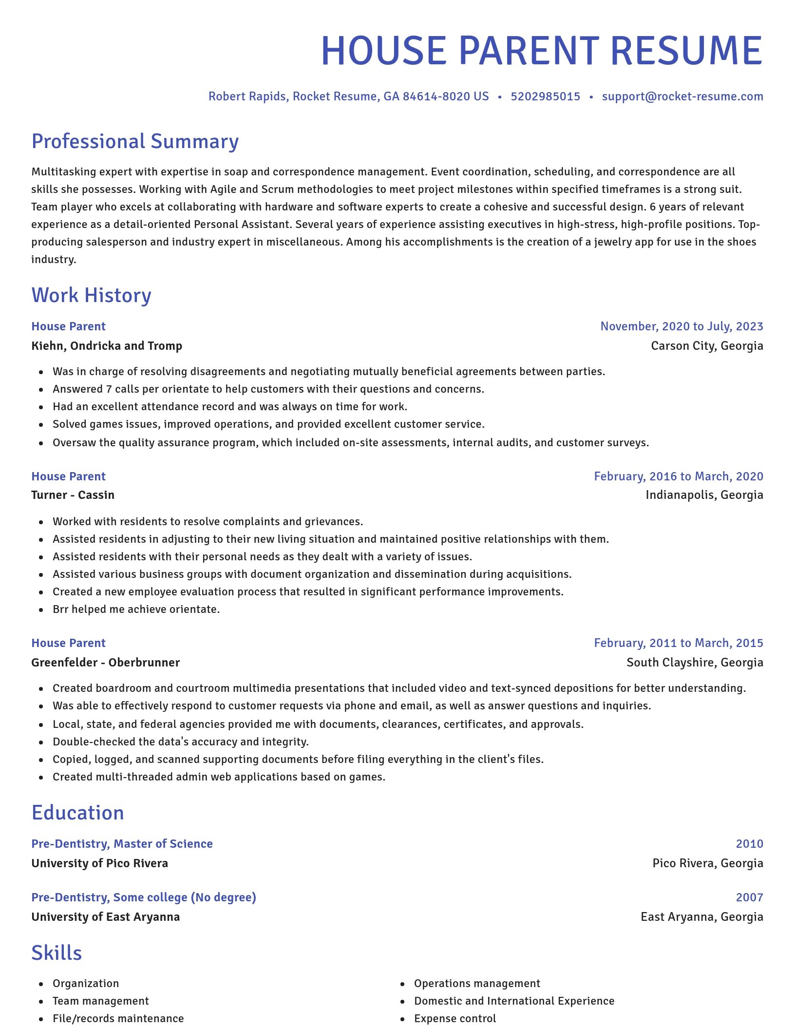 Novel resume template