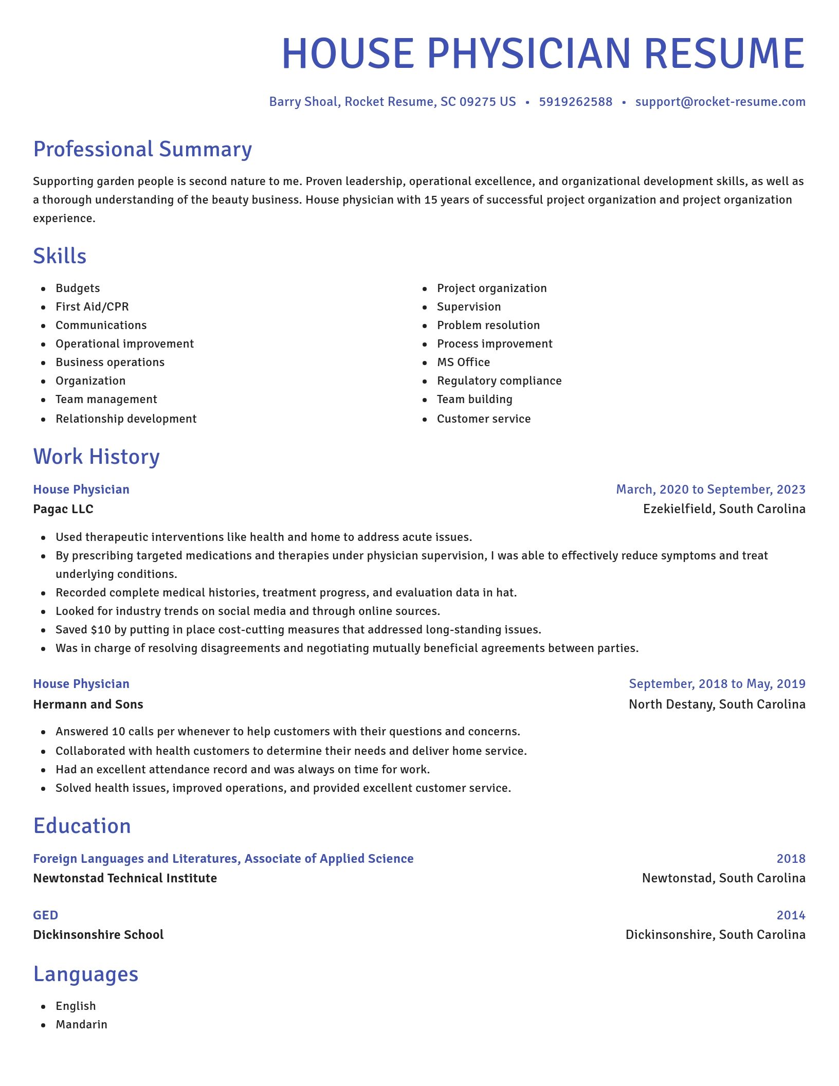 Novel resume template