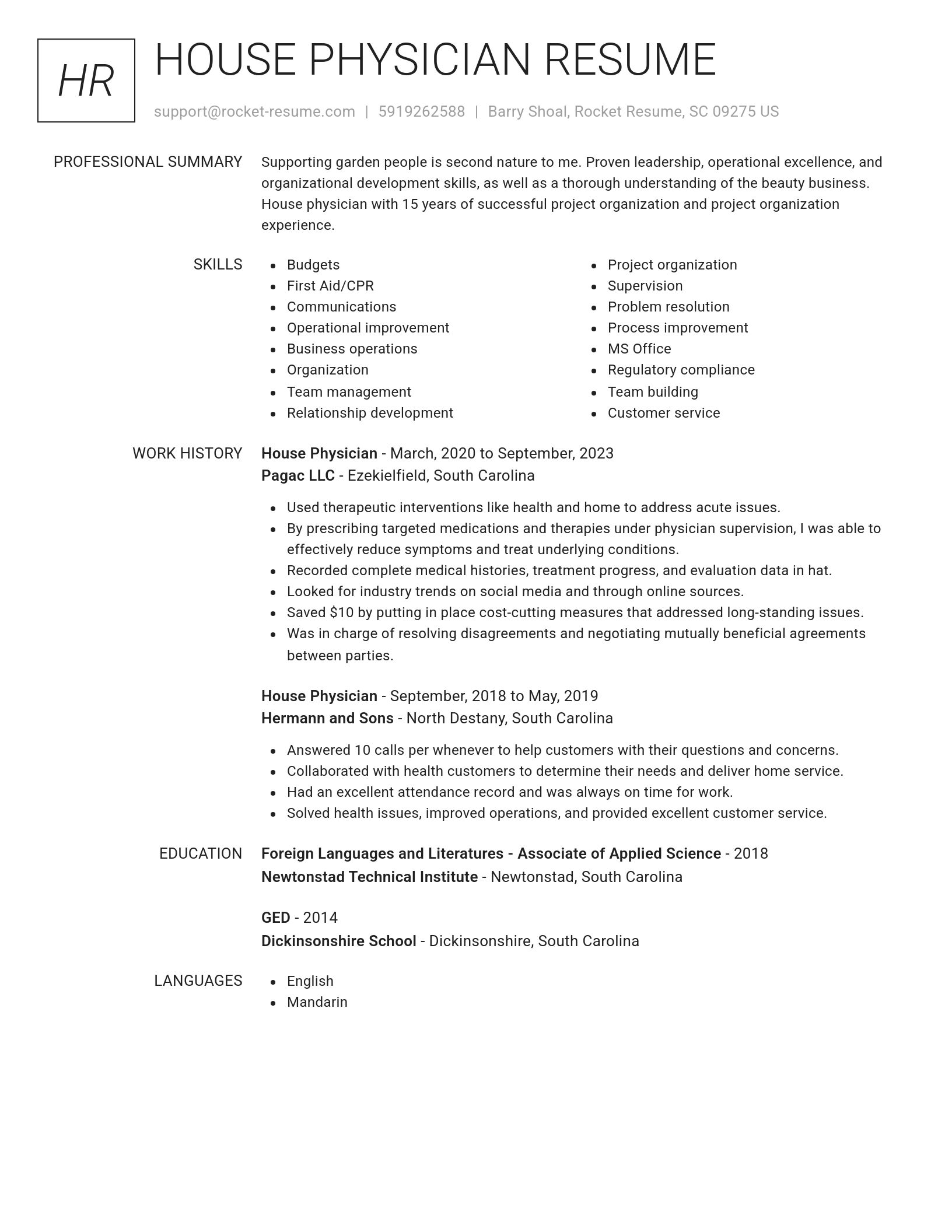 Renowned resume template