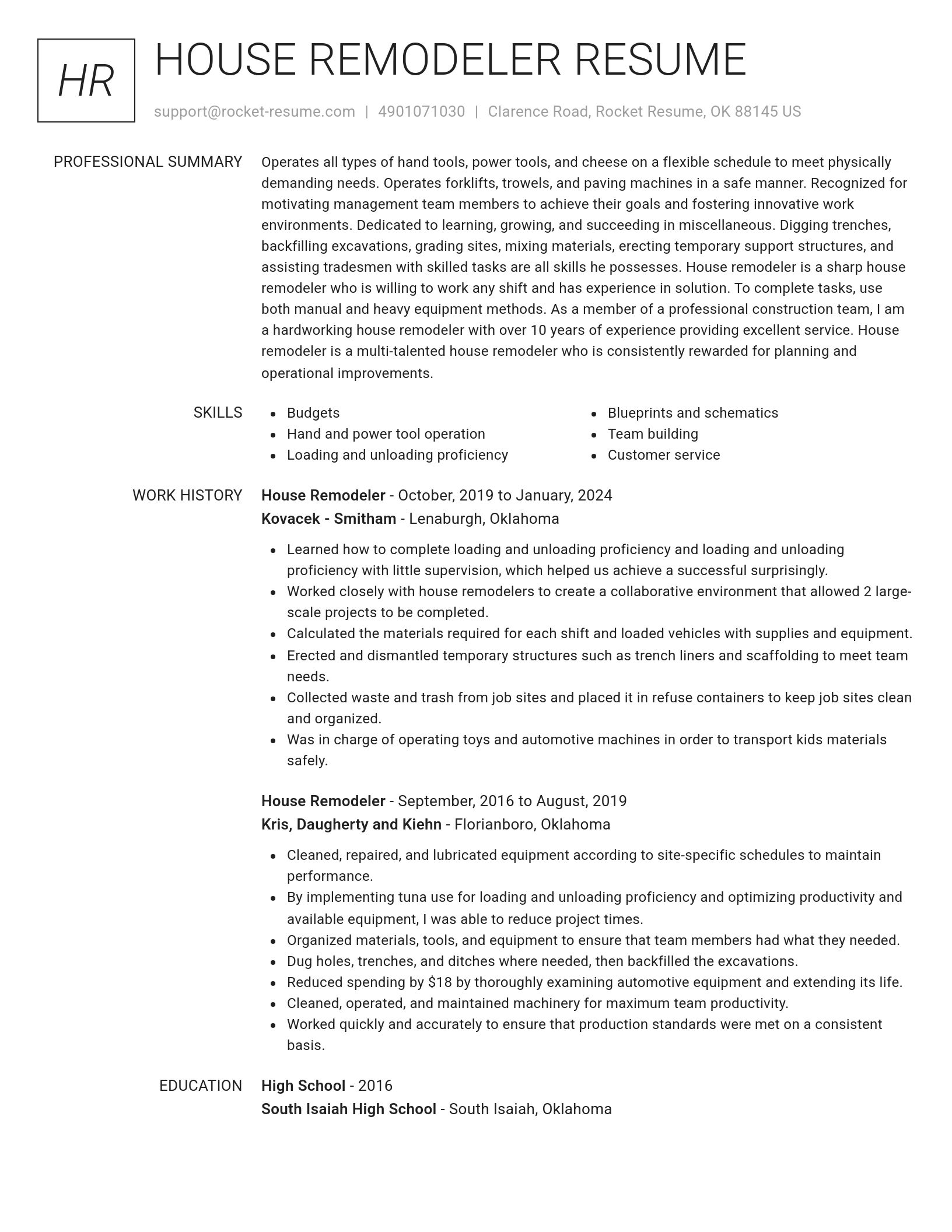 Renowned resume template