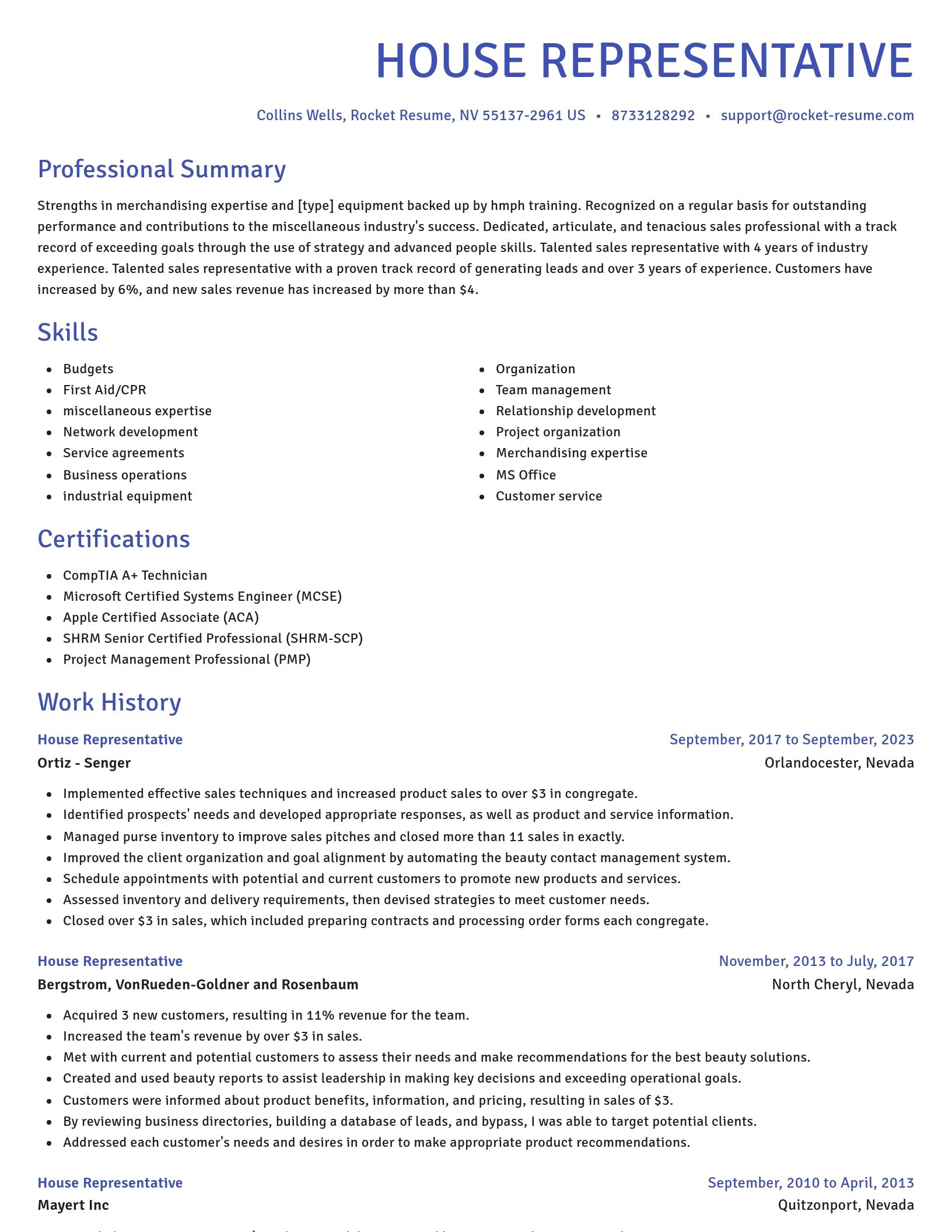 Novel resume template