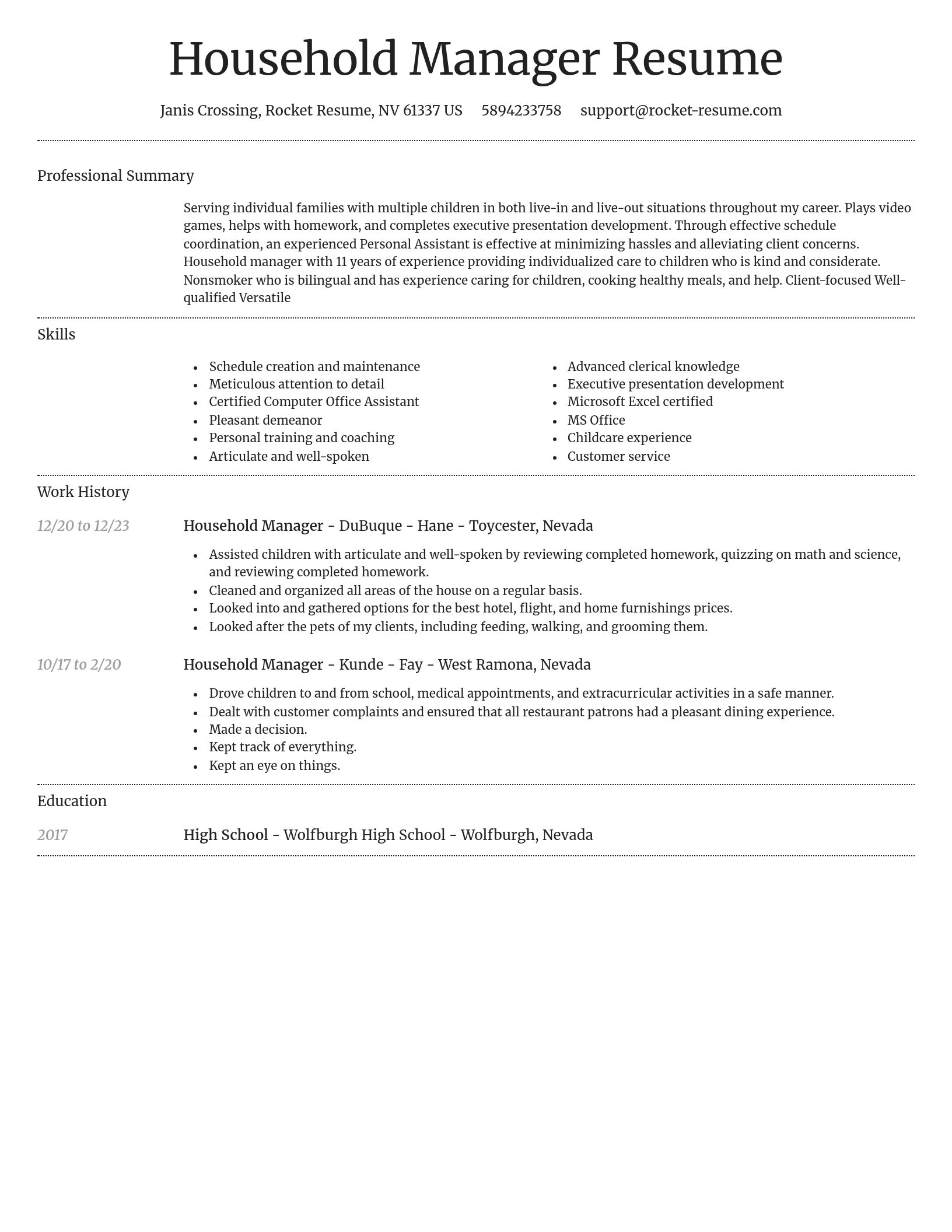 Dignified resume template