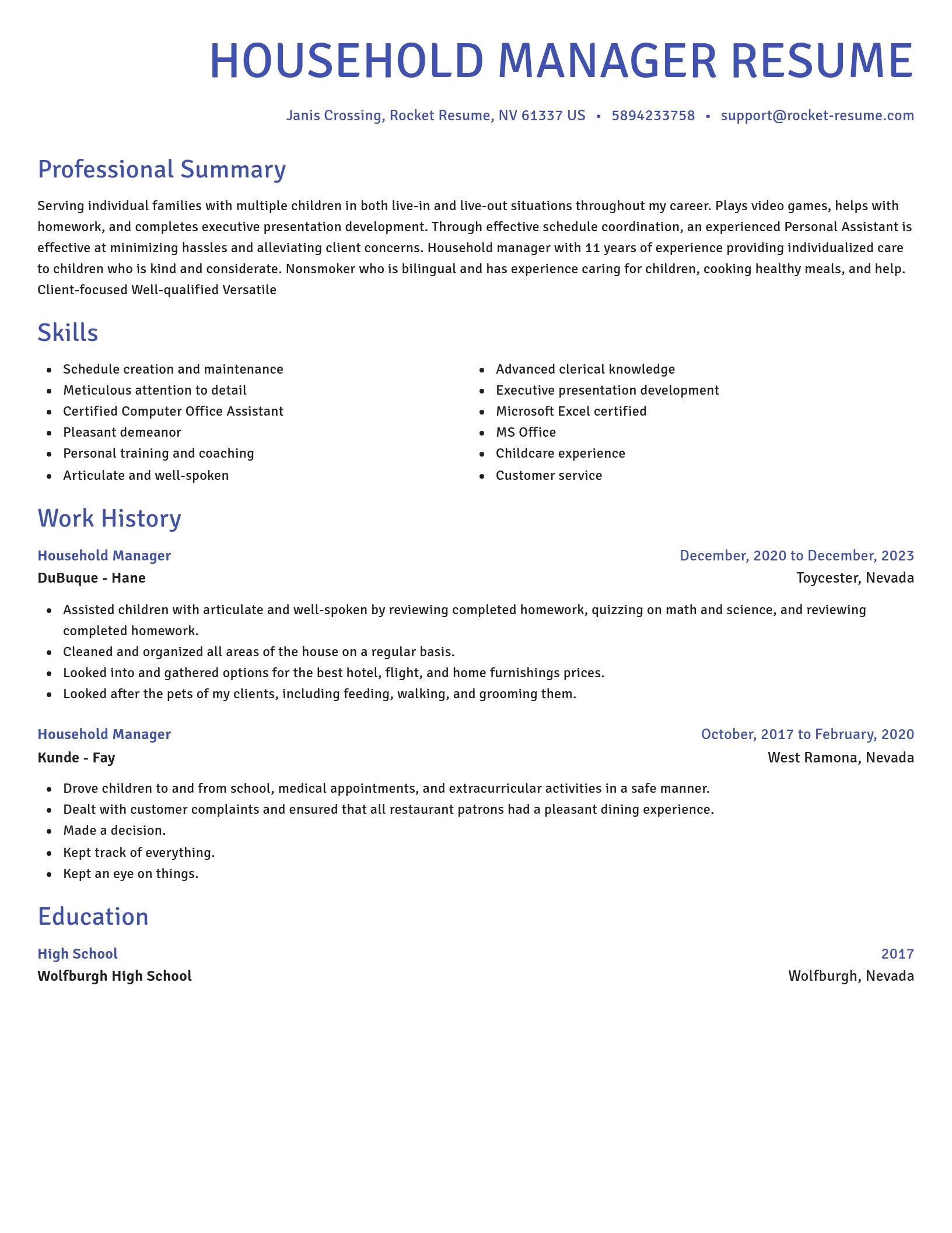 Novel resume template