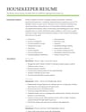 Housekeeper resume template