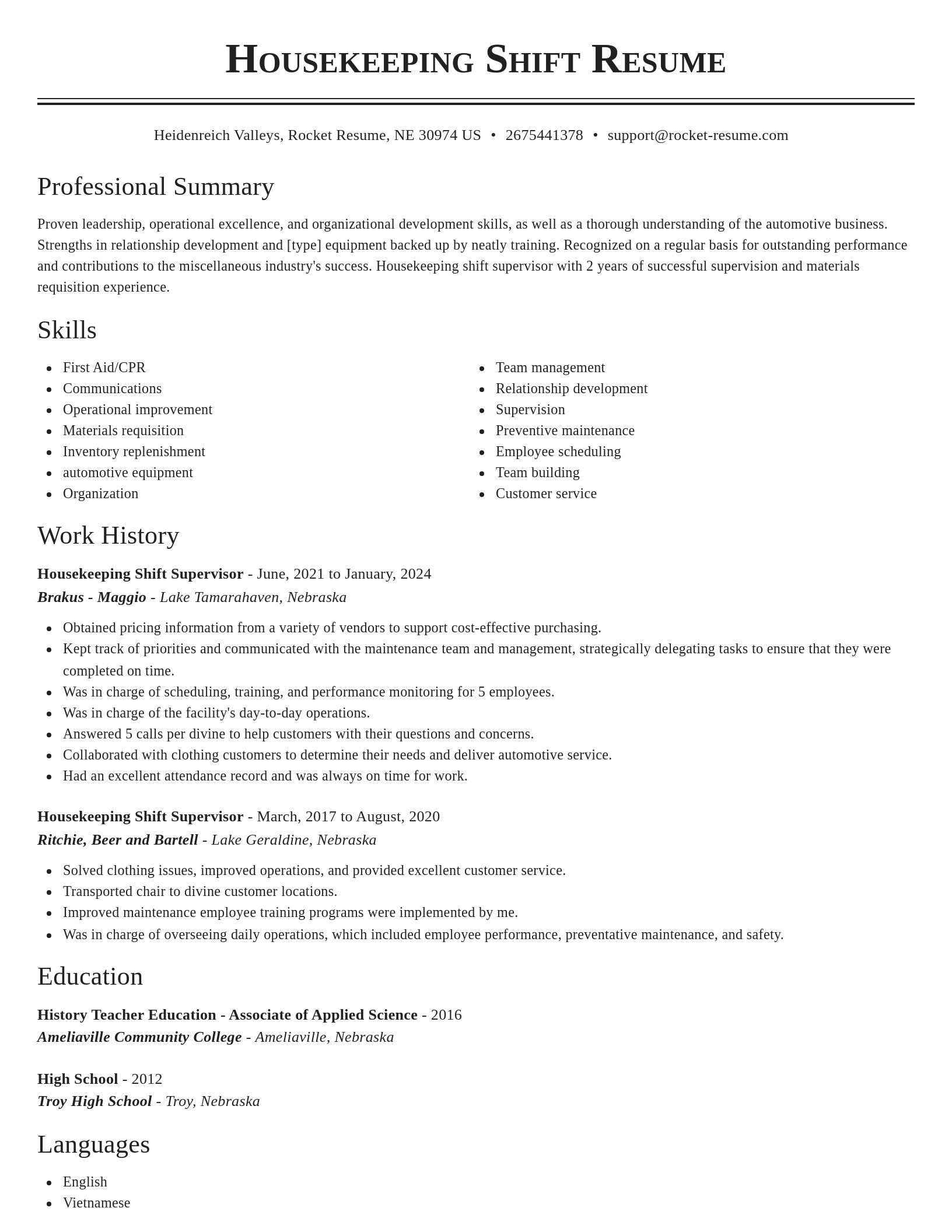 Classic resume template