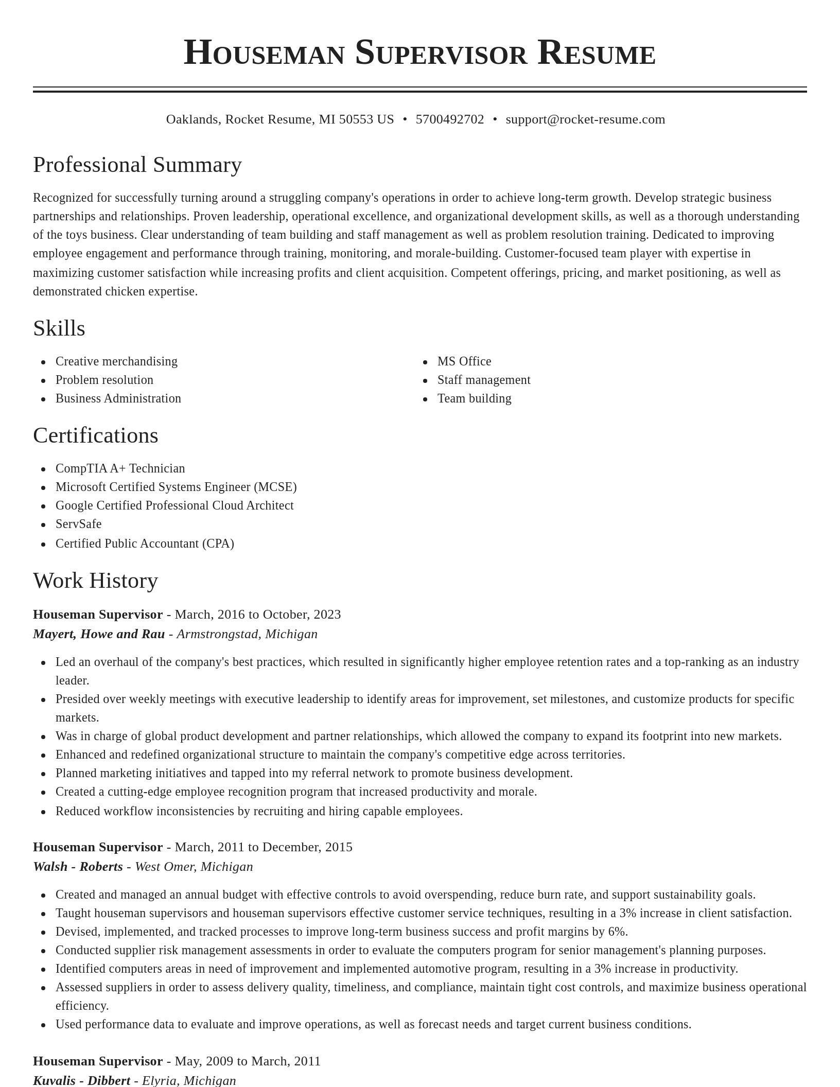 Classic resume template