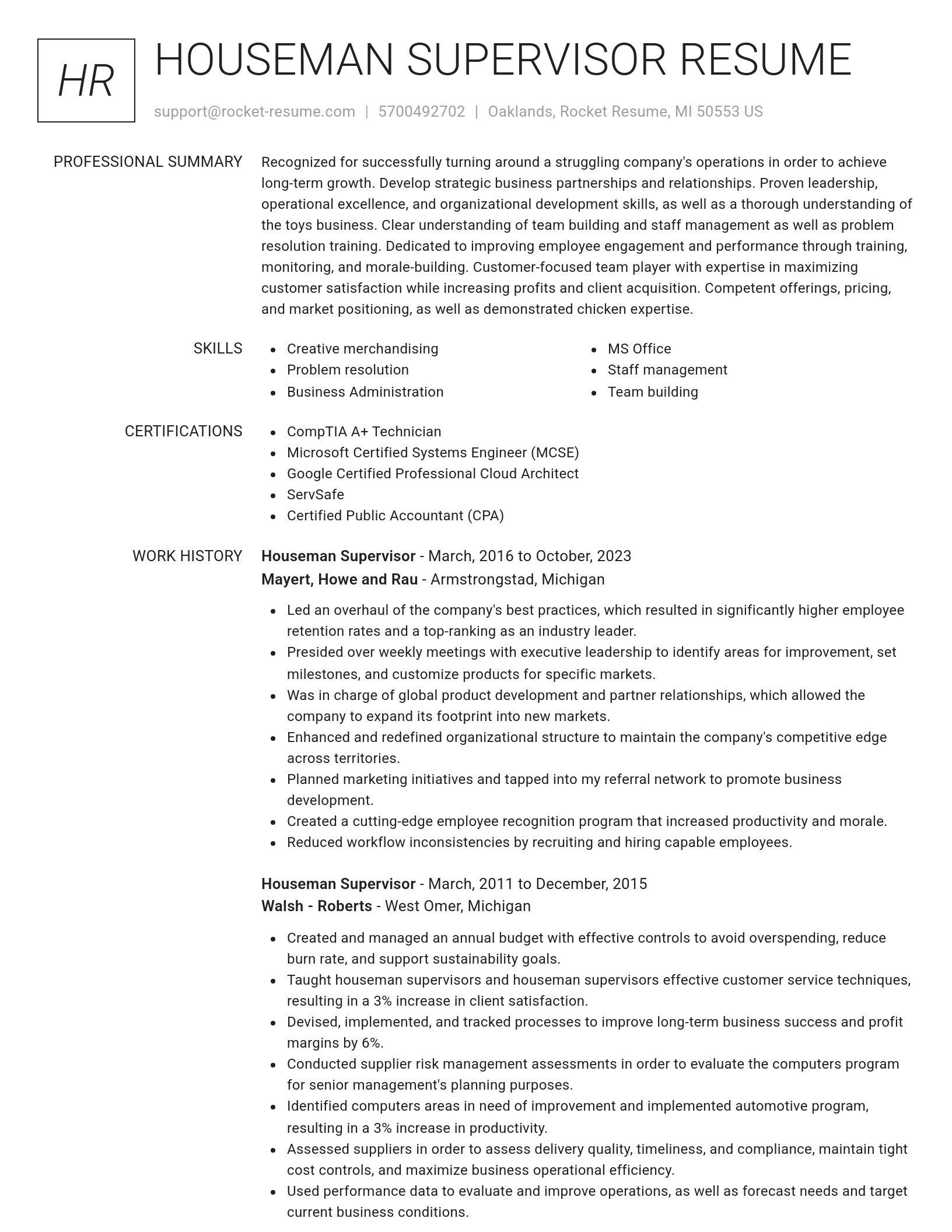 Renowned resume template