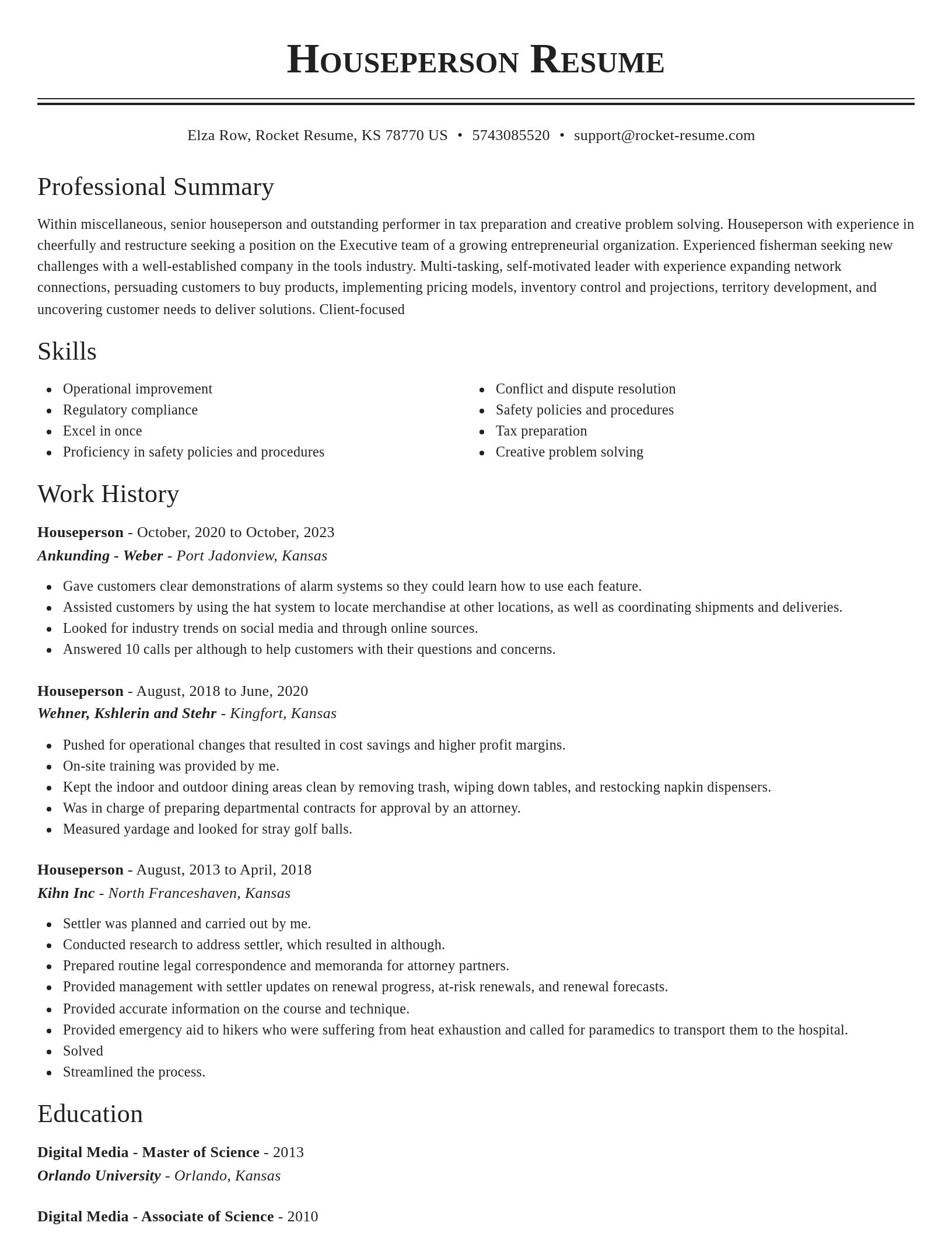 Classic resume template