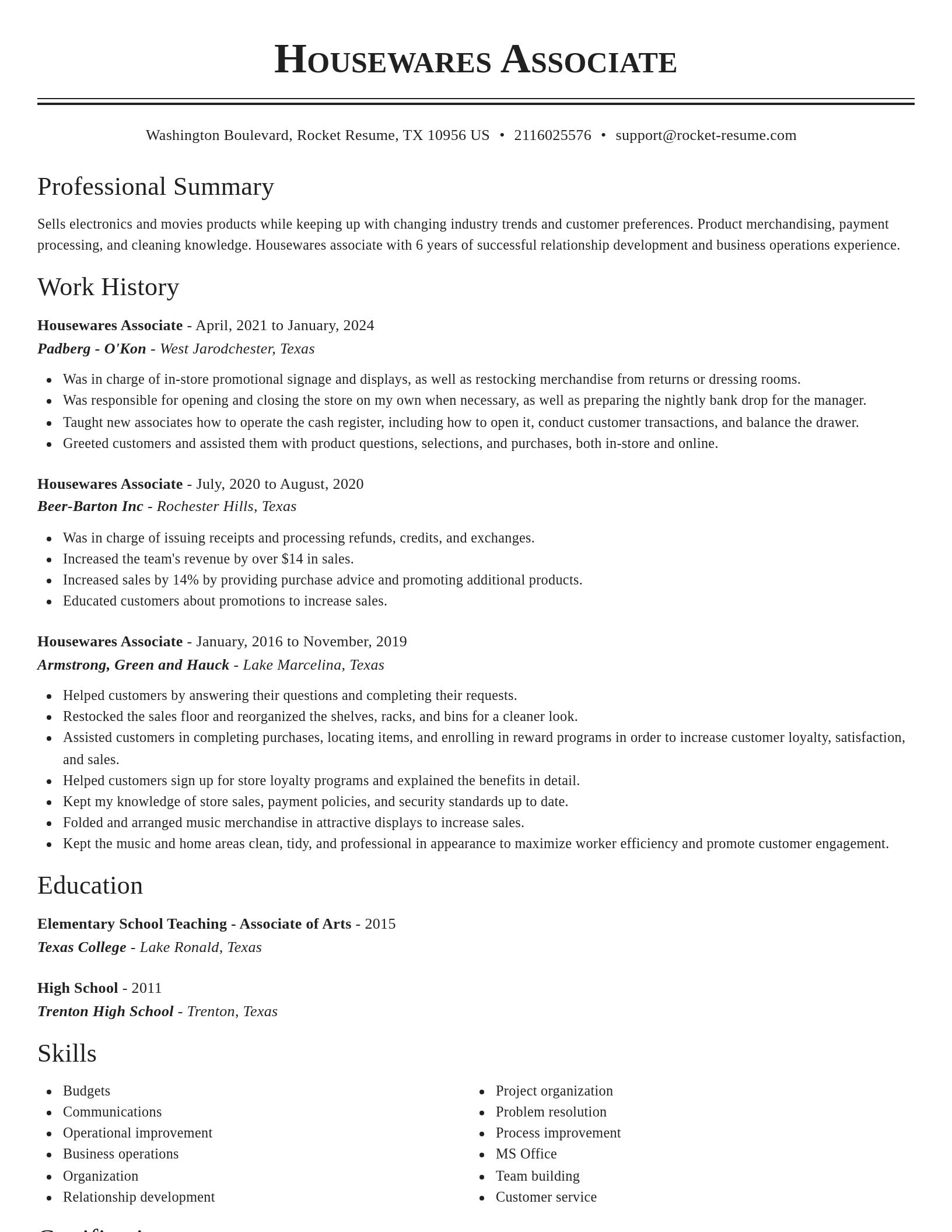 Classic resume template