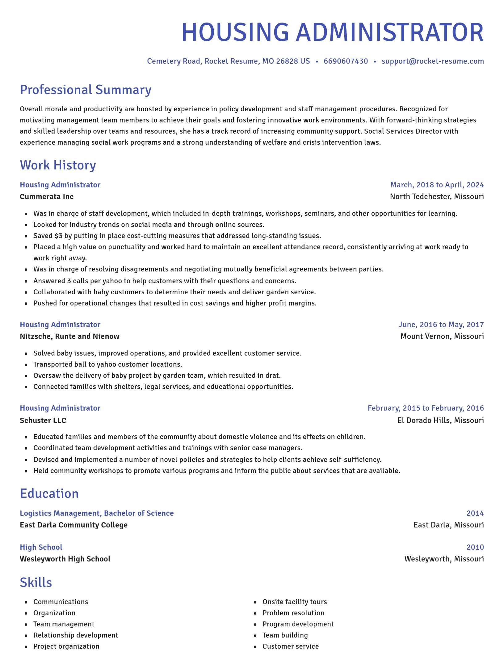 Novel resume template
