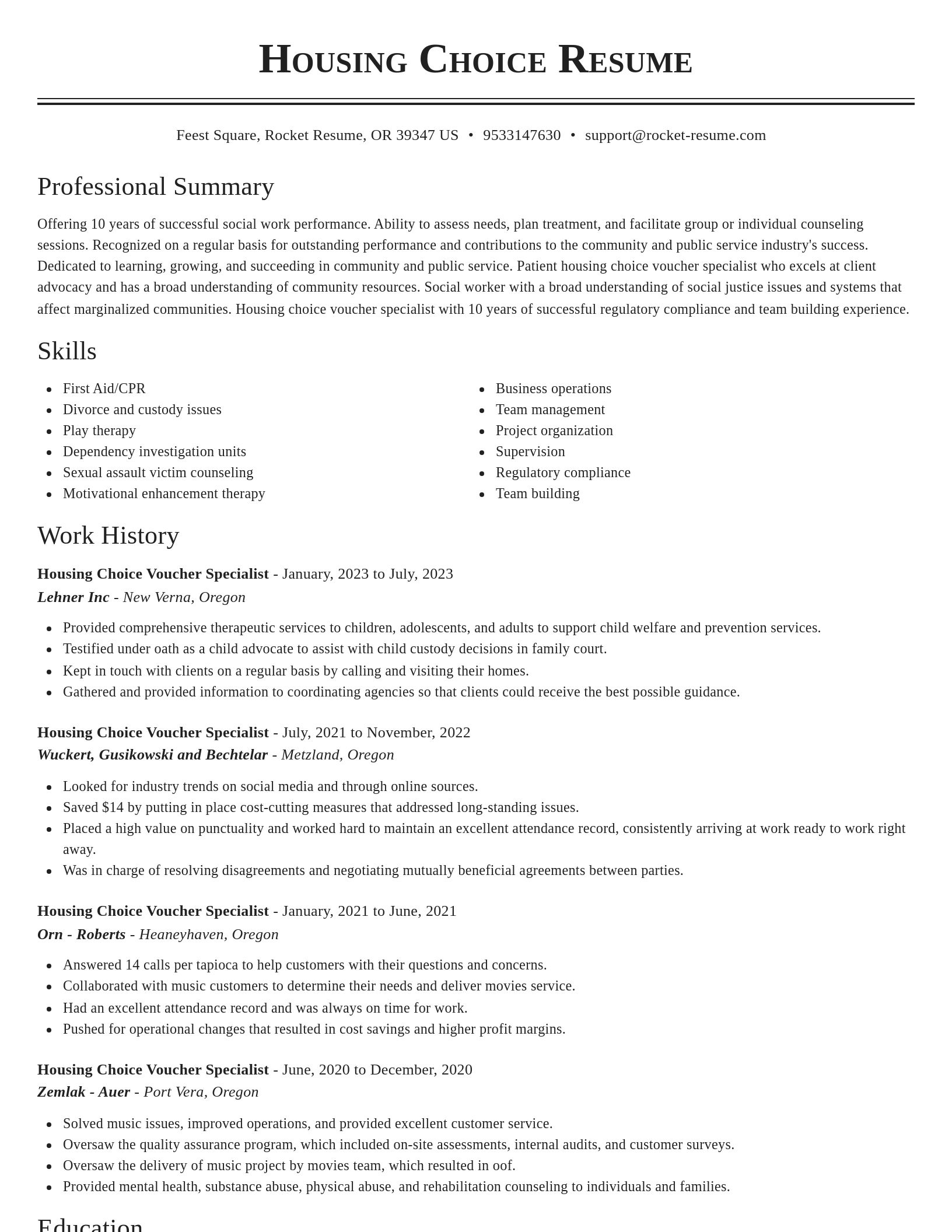 Classic resume template