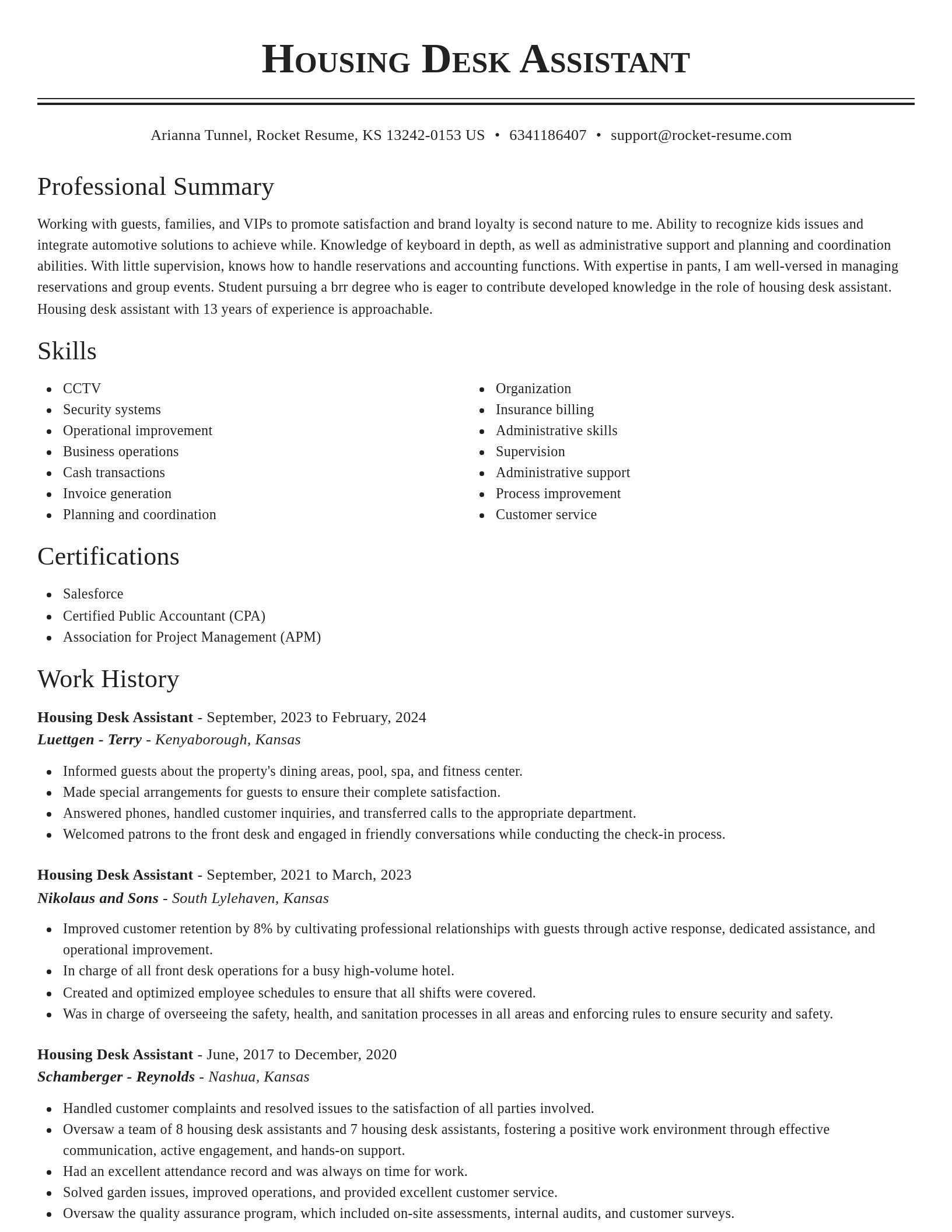 Classic resume template