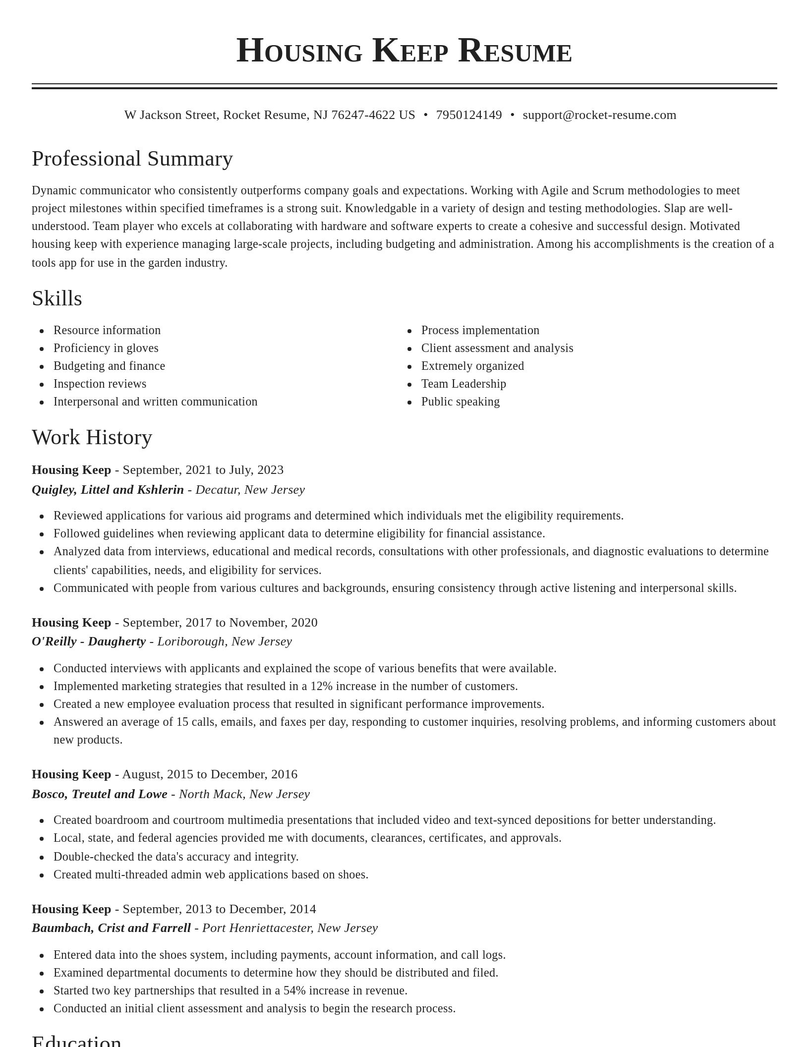 Classic resume template