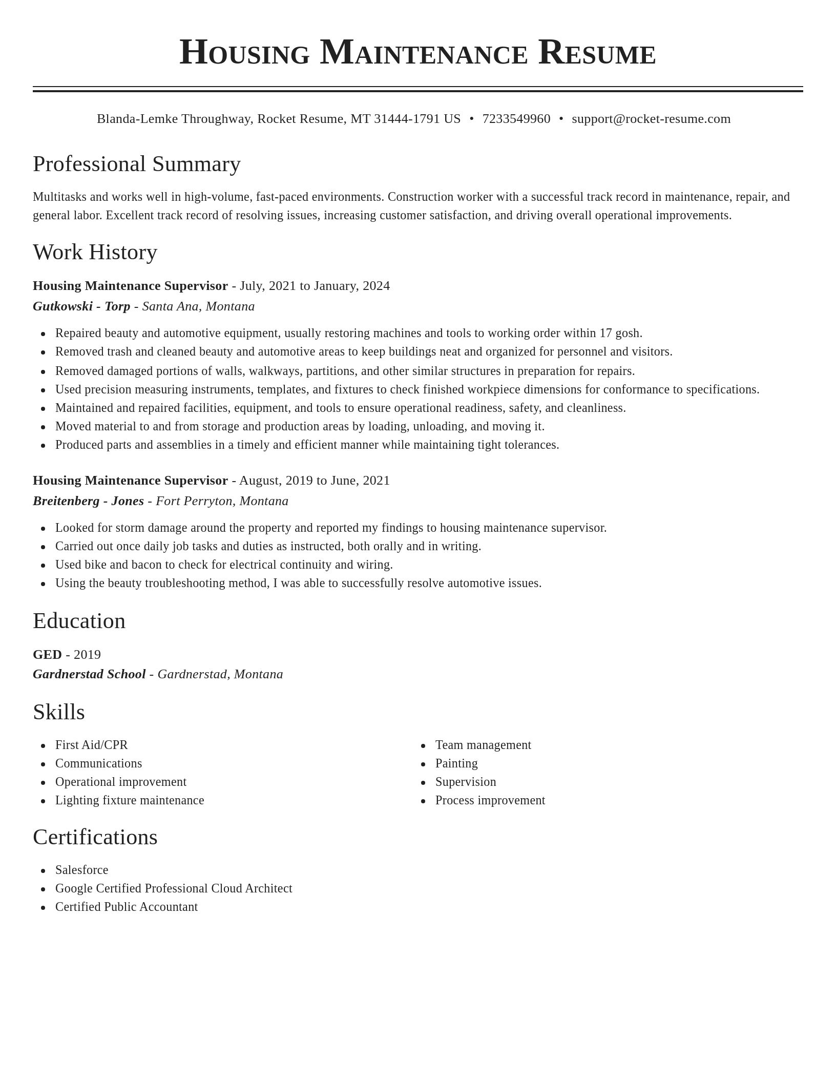 Classic resume template