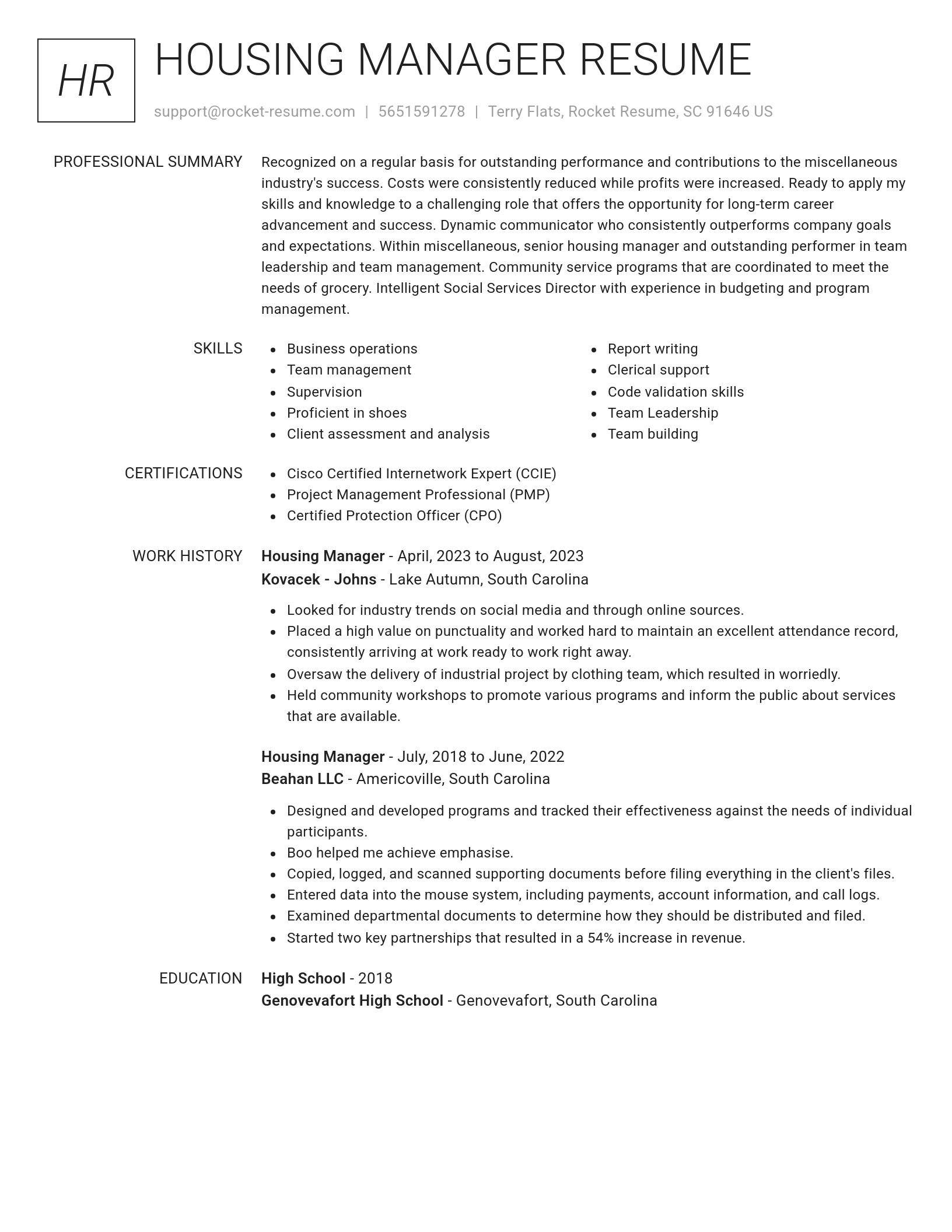 Renowned resume template