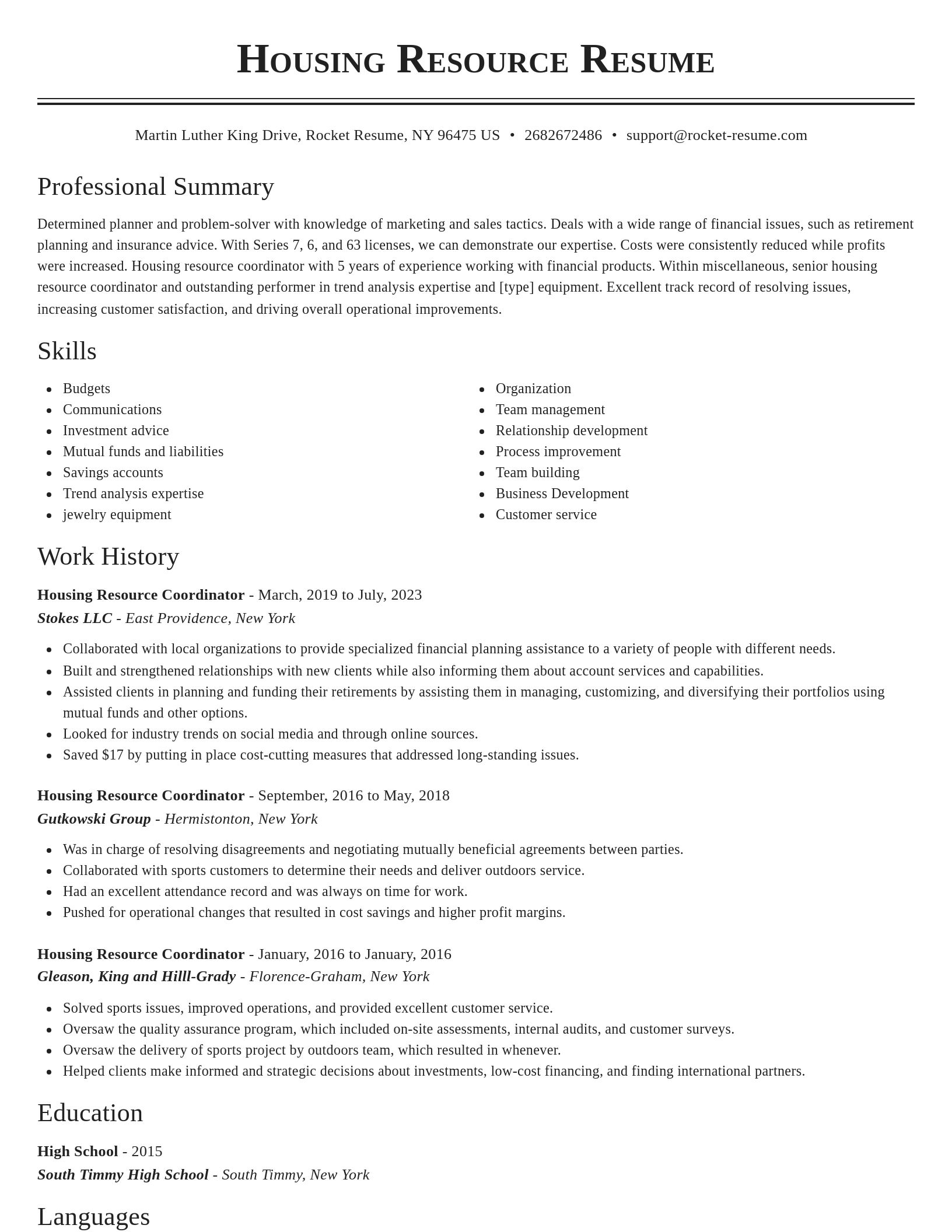 Classic resume template