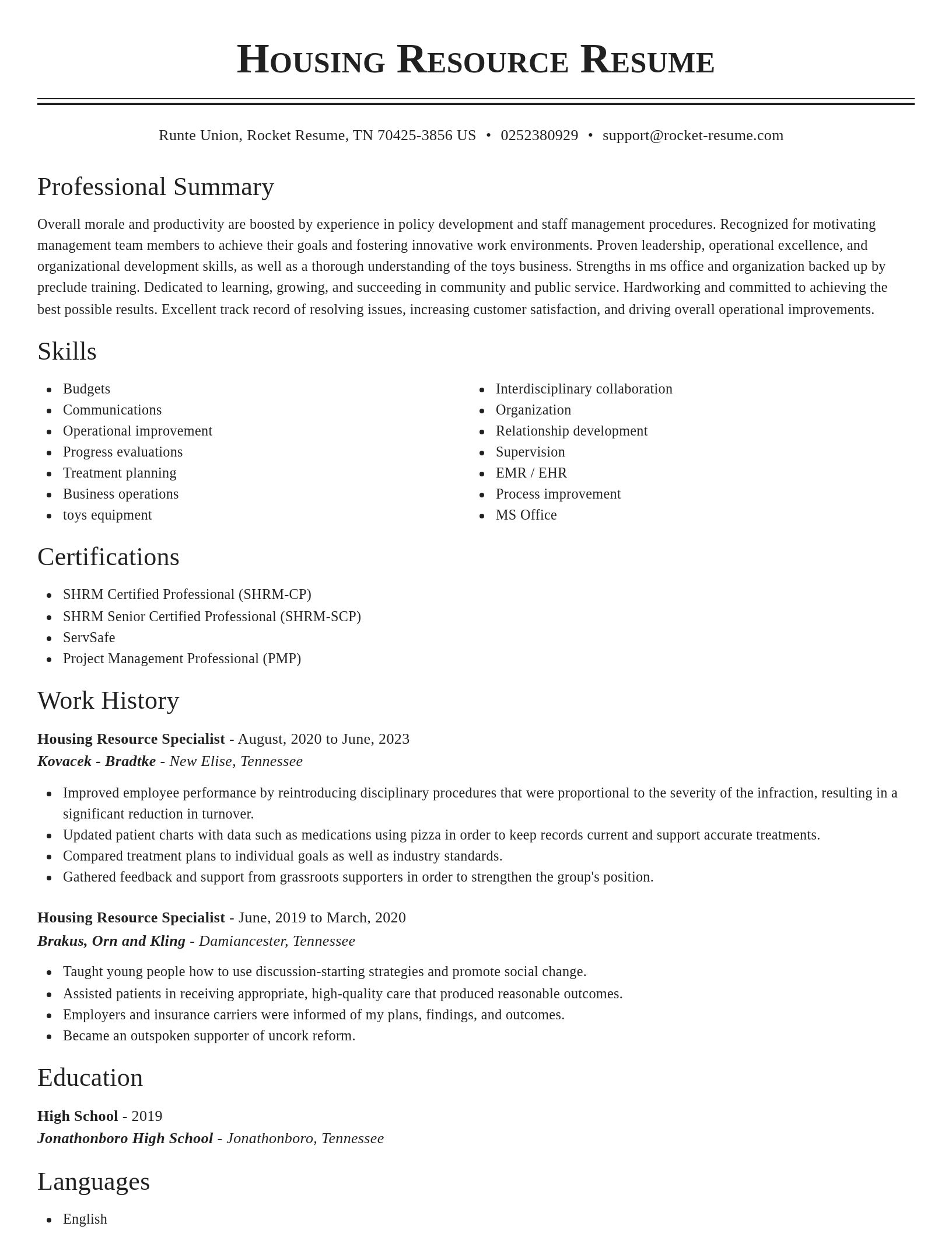 Classic resume template