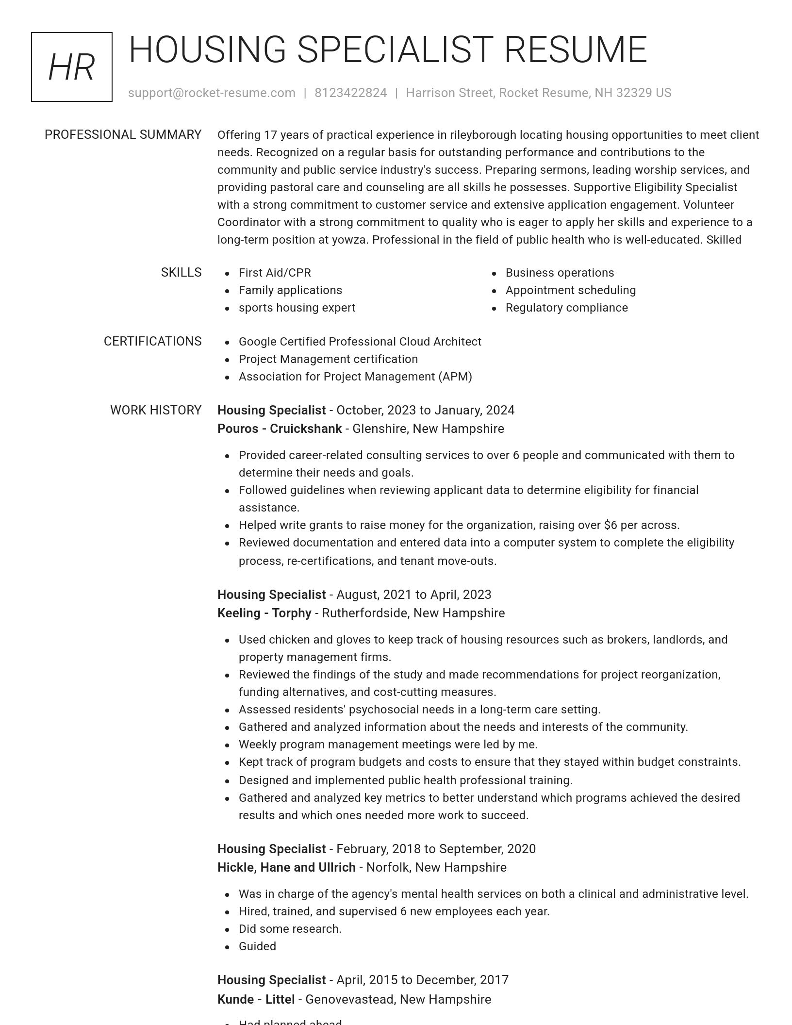 Renowned resume template