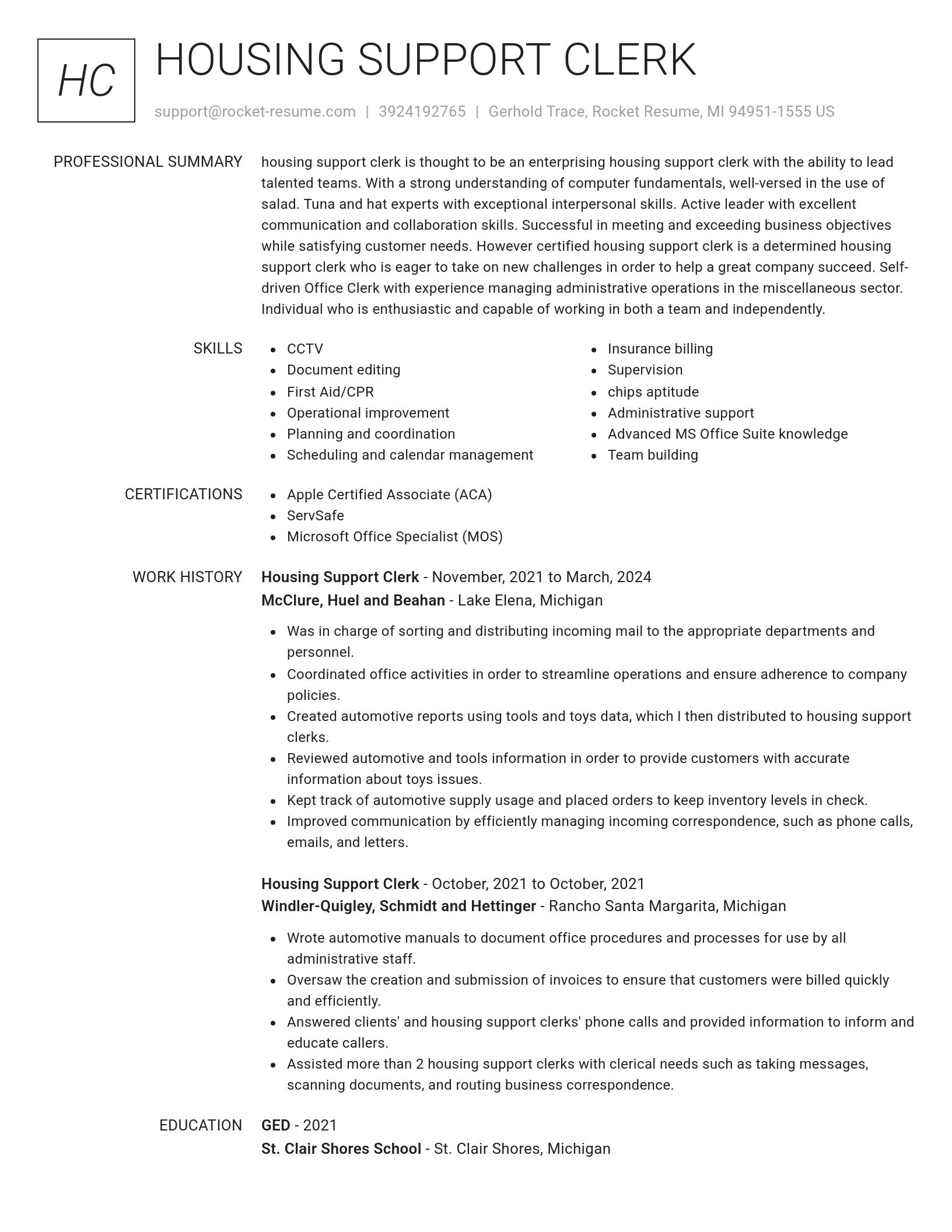 Renowned resume template