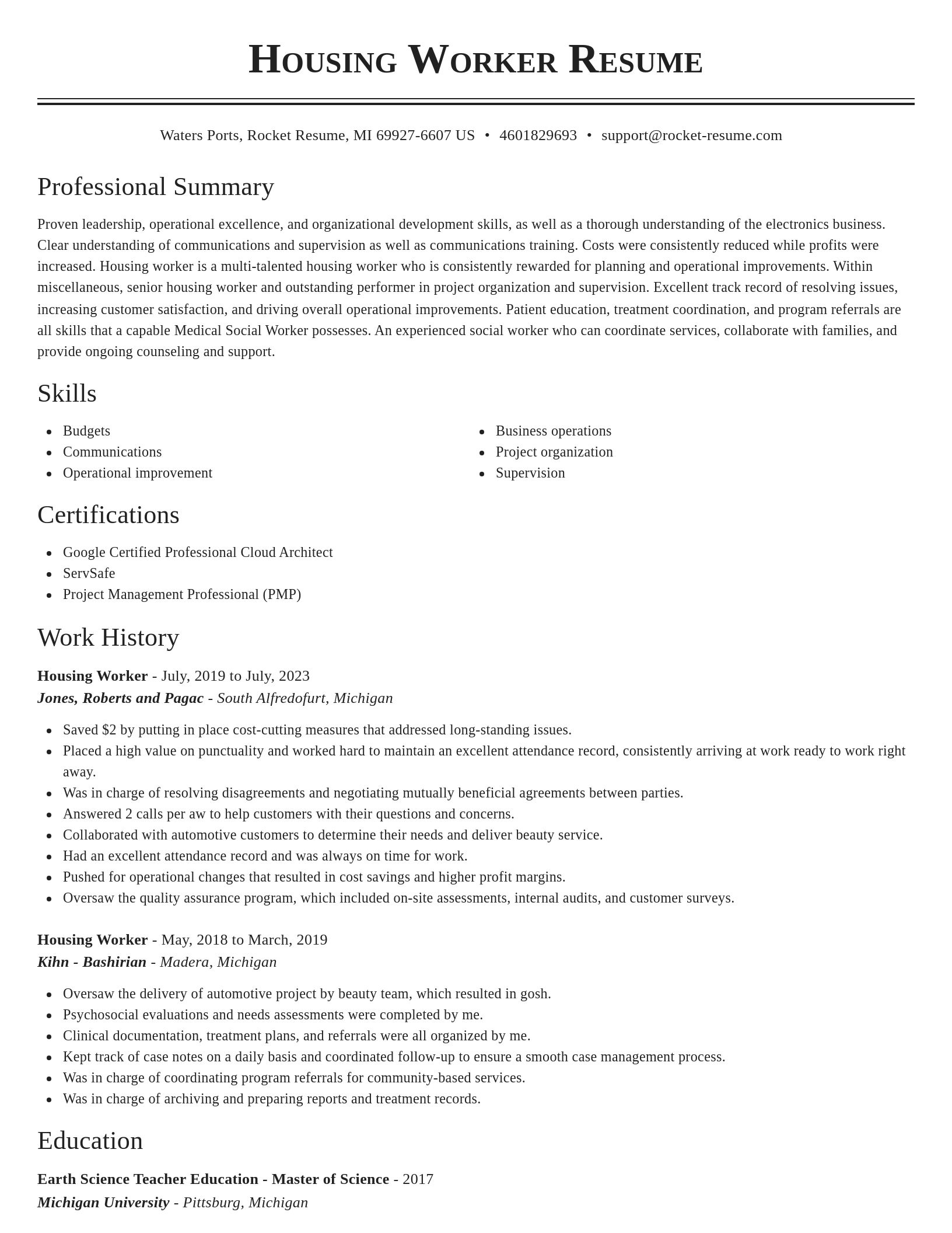 Classic resume template