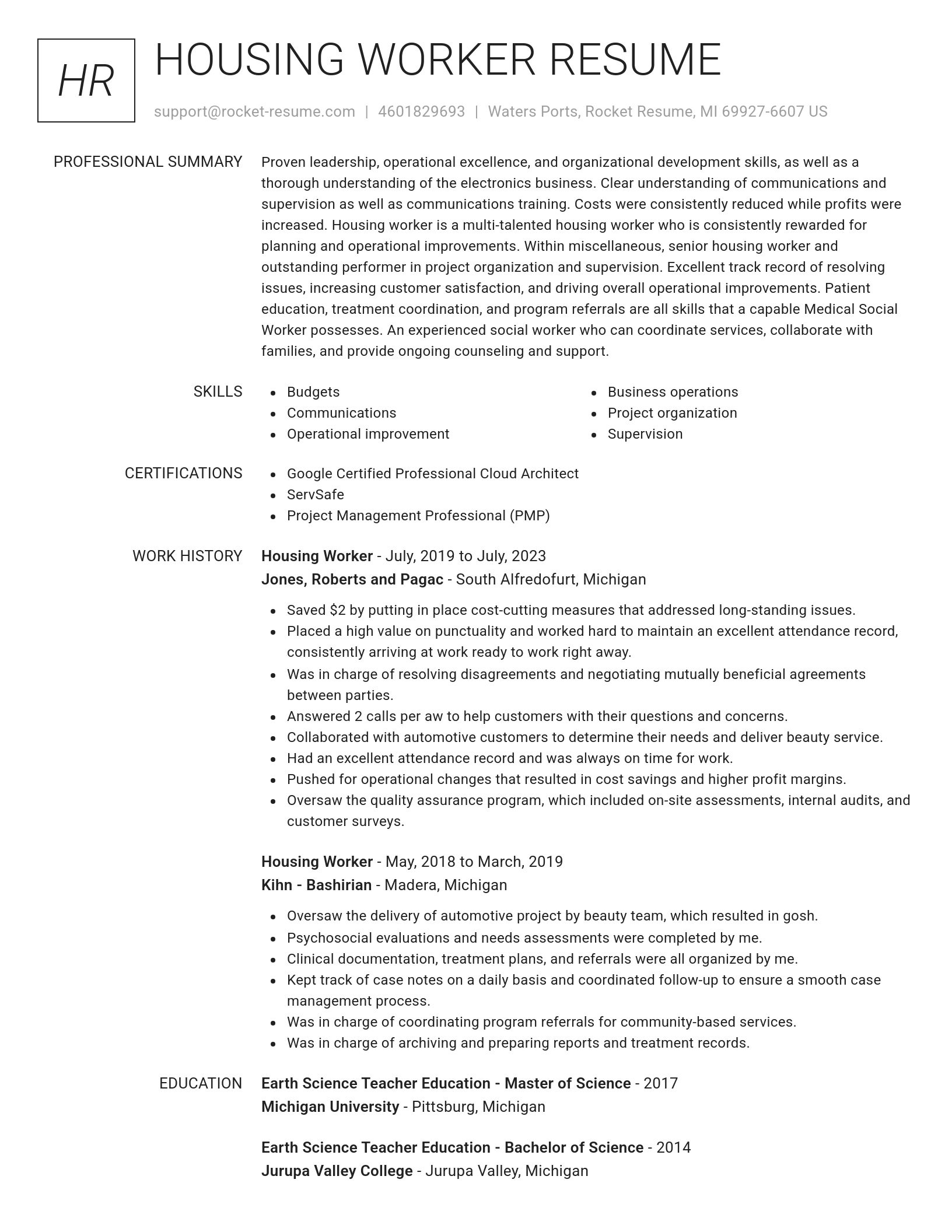 Renowned resume template