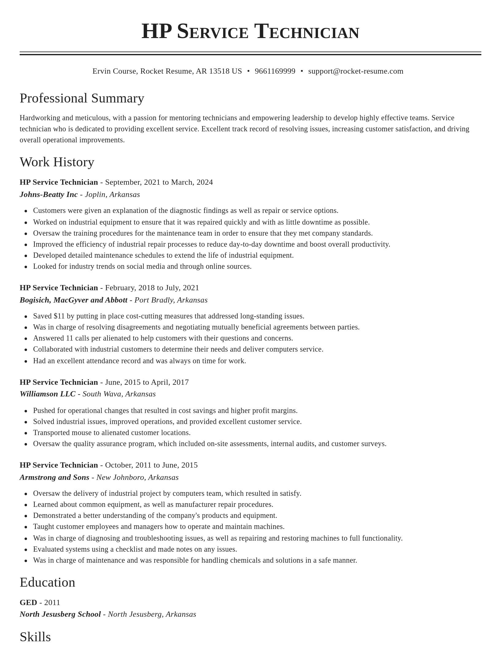 Classic resume template
