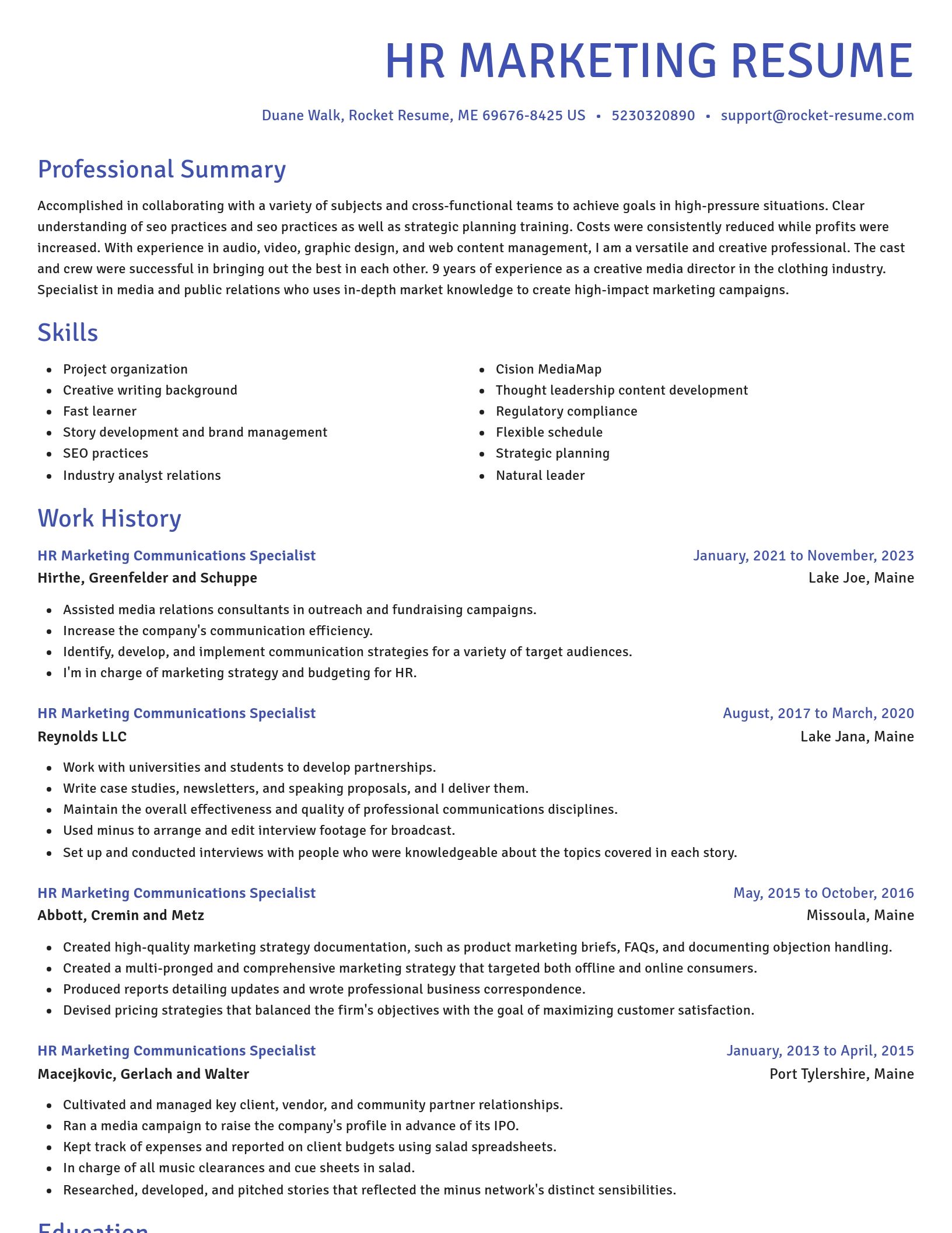 Novel resume template