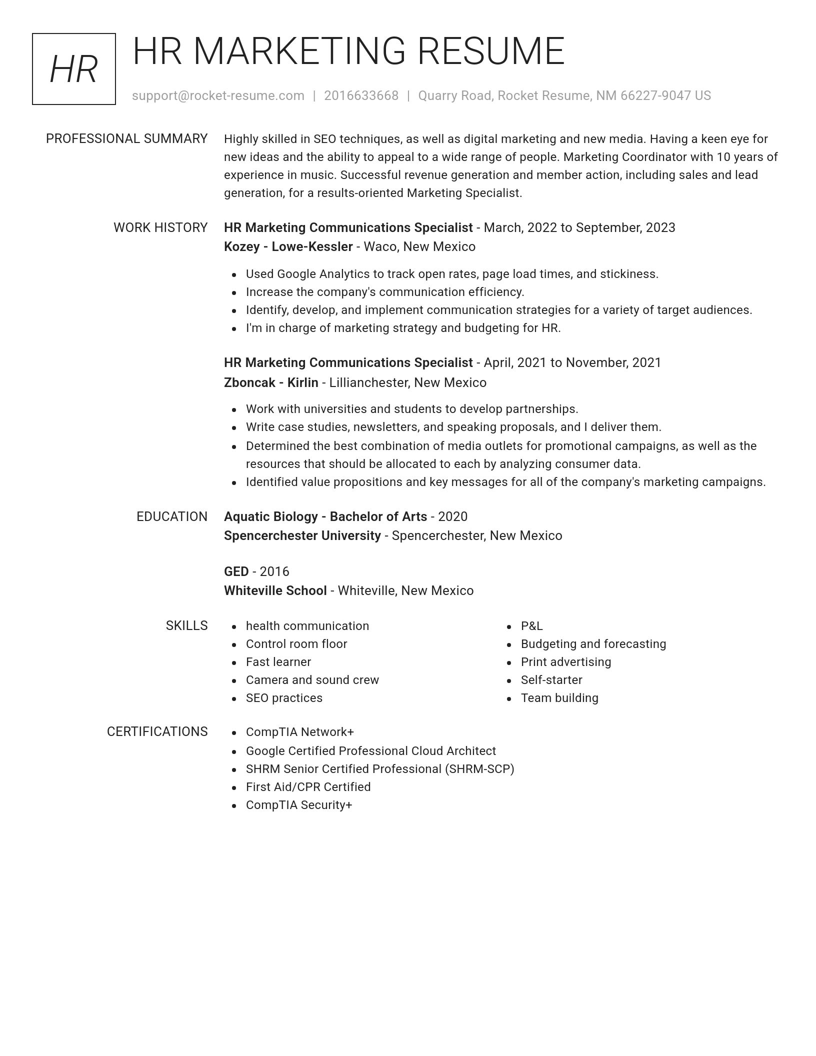 Renowned resume template