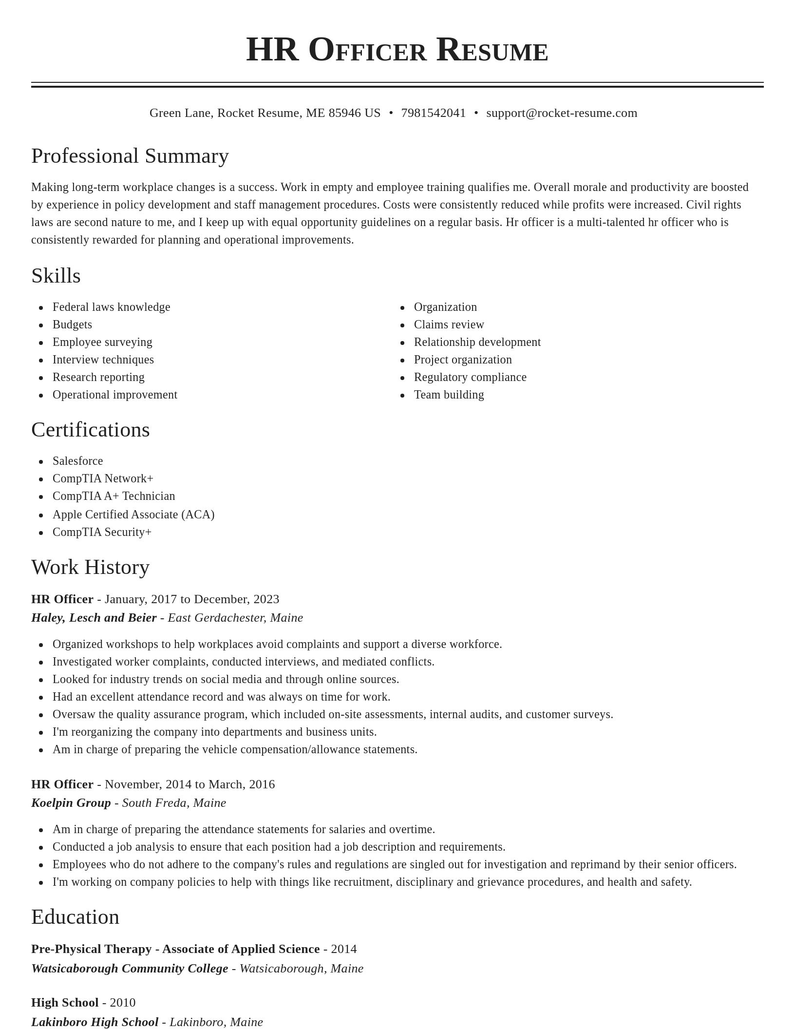 Classic resume template