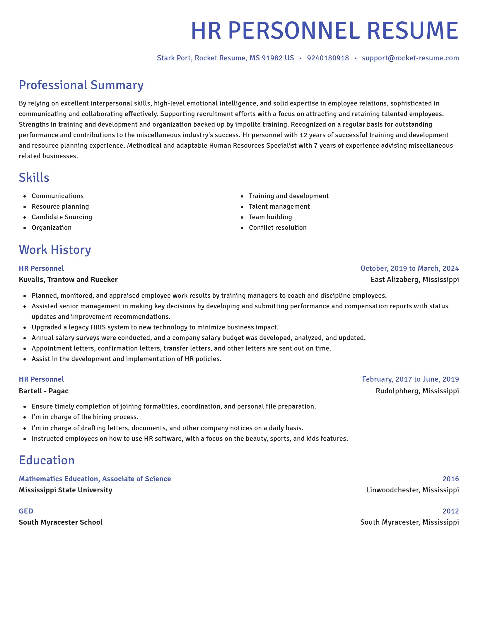 Novel resume template