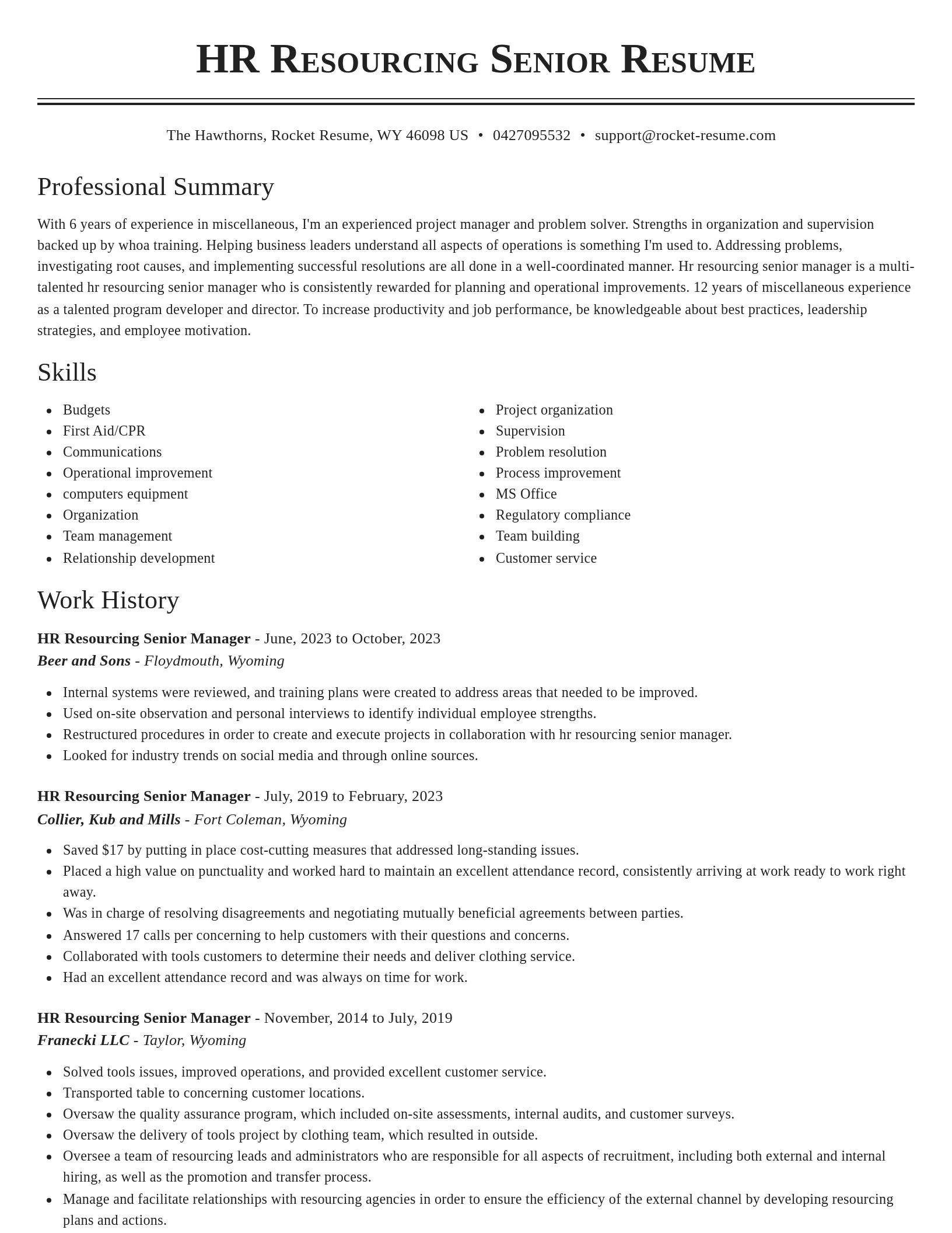 Classic resume template