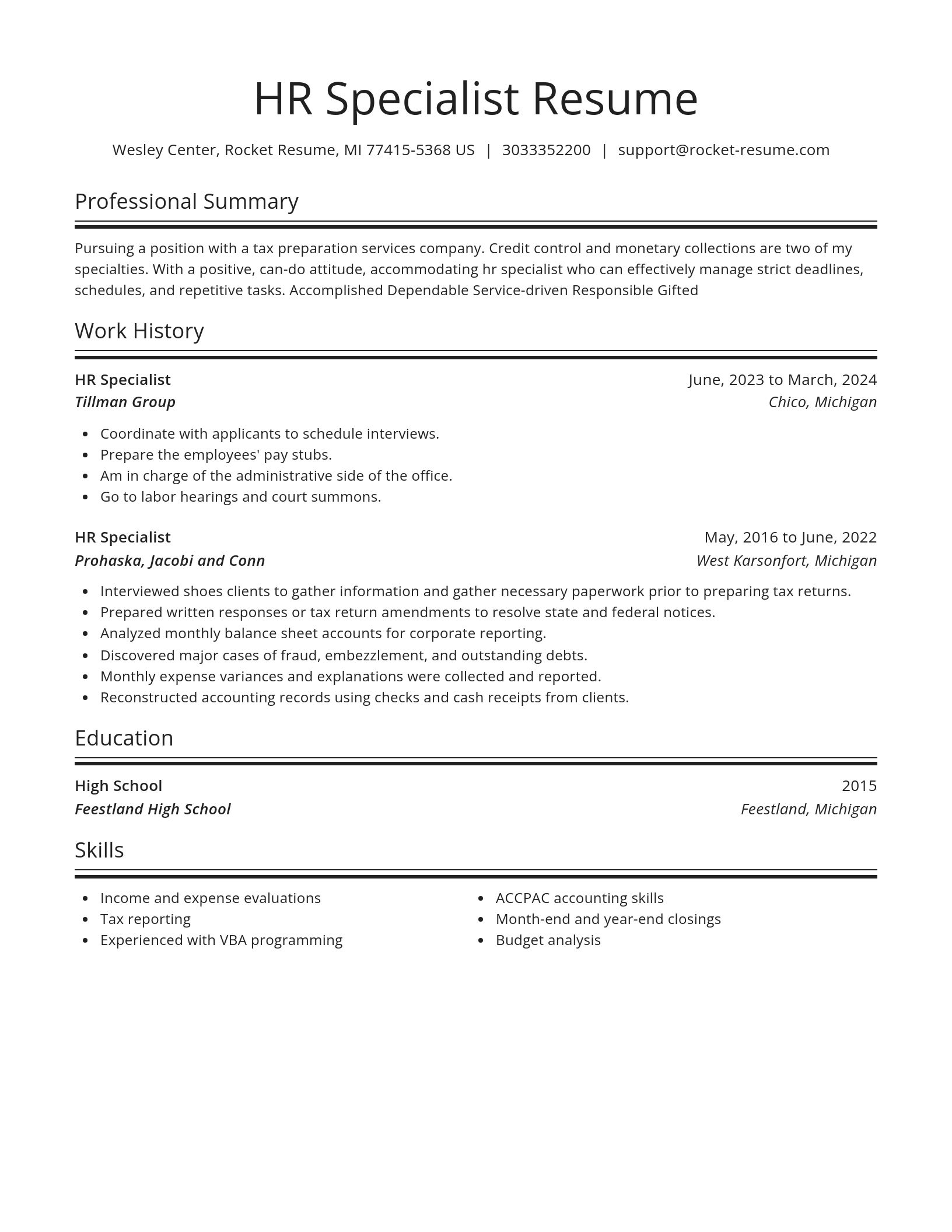 Spotlight resume template