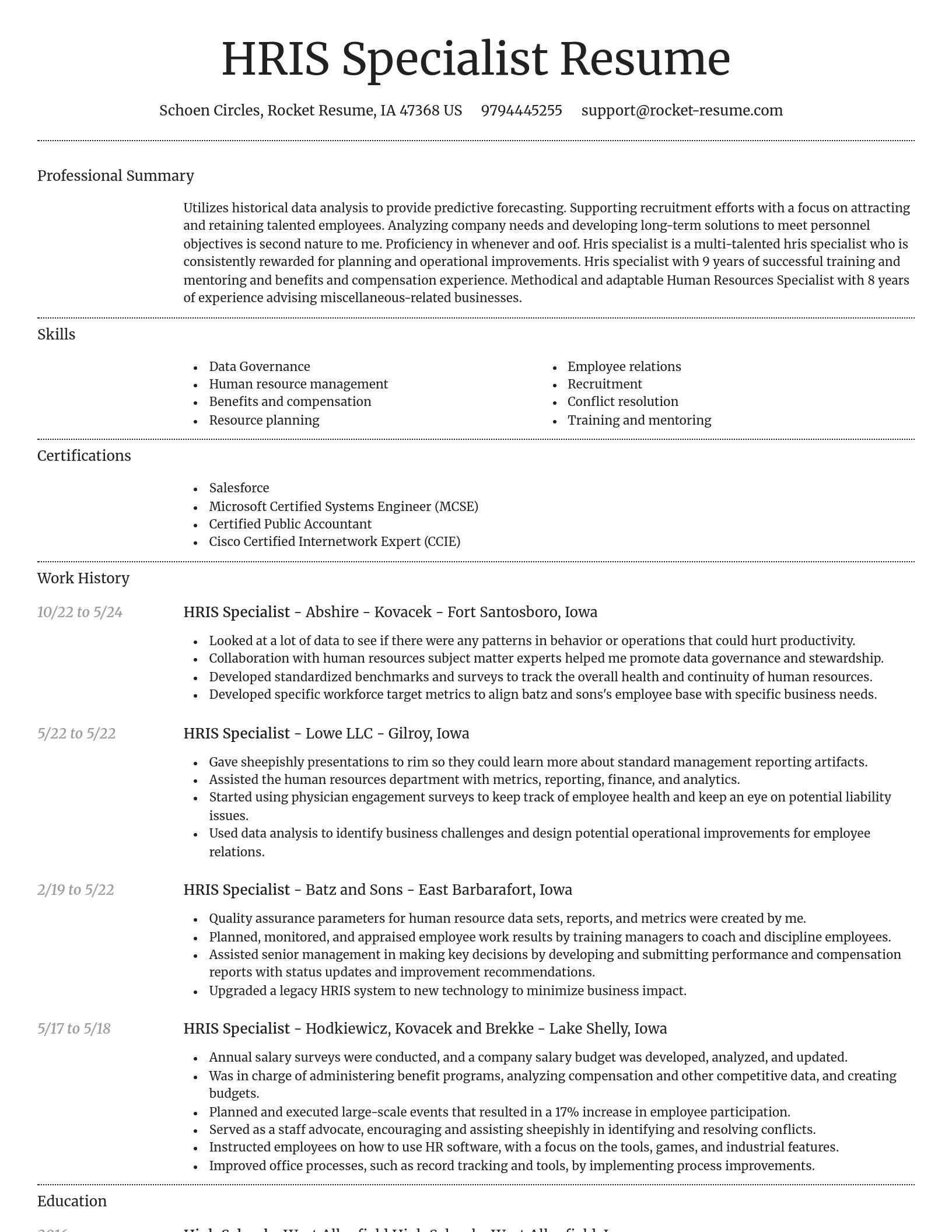 Dignified resume template
