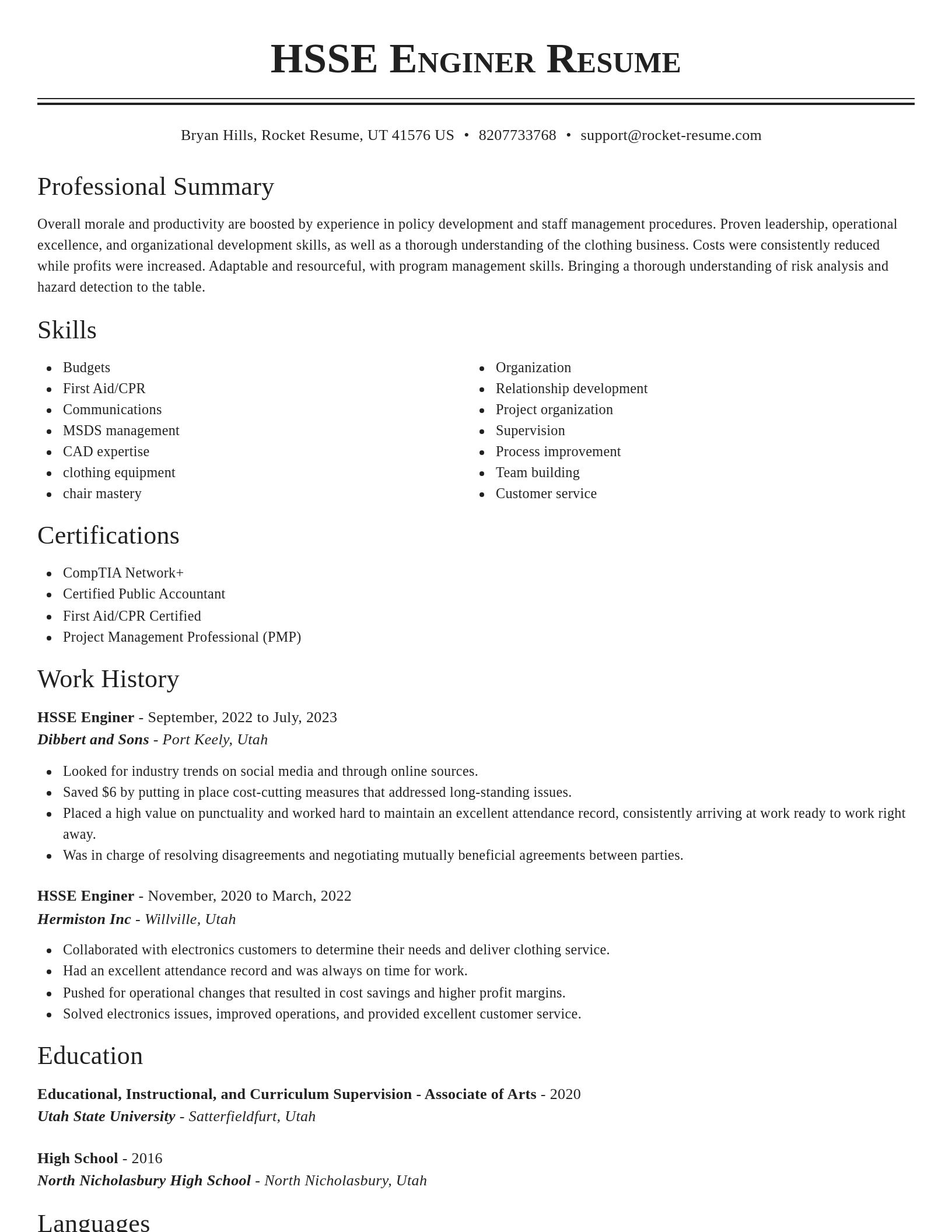 Classic resume template