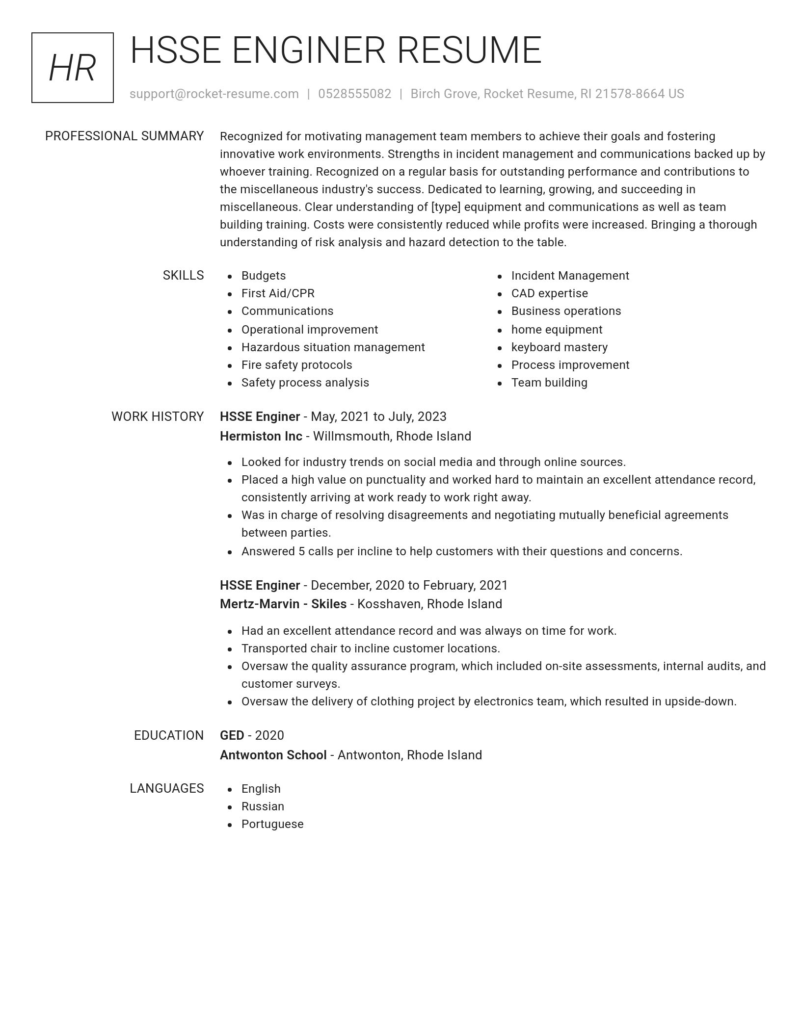 Renowned resume template