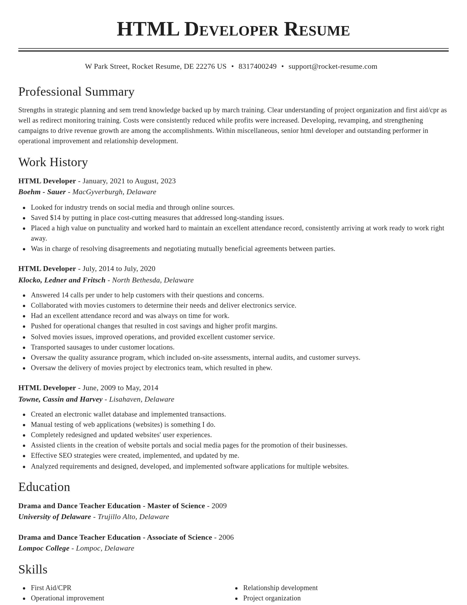 Classic resume template