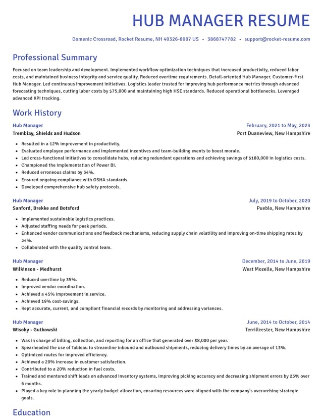 Novel resume template