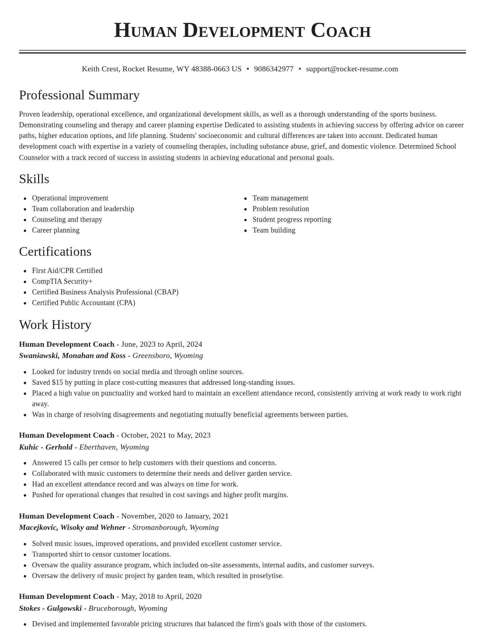 Classic resume template
