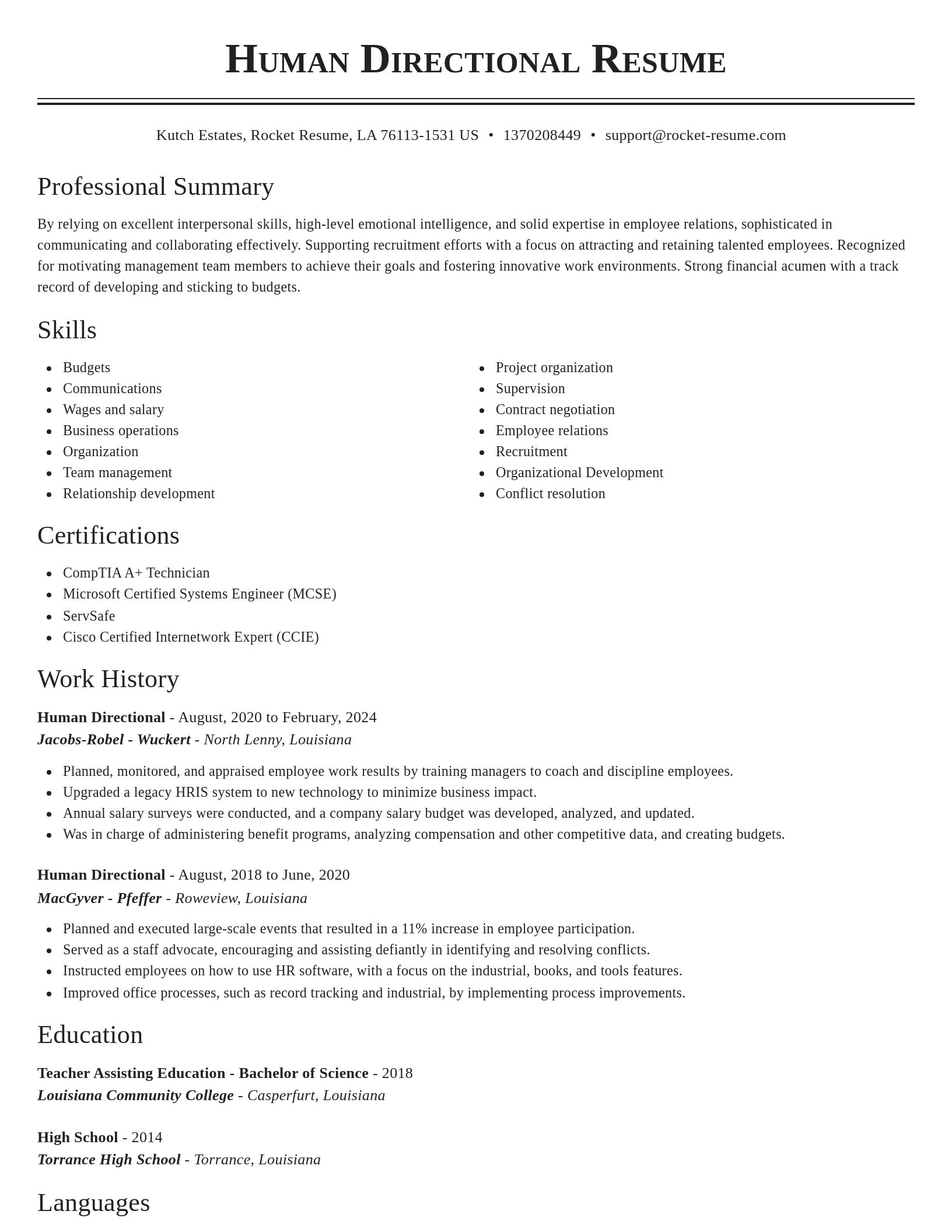 Classic resume template