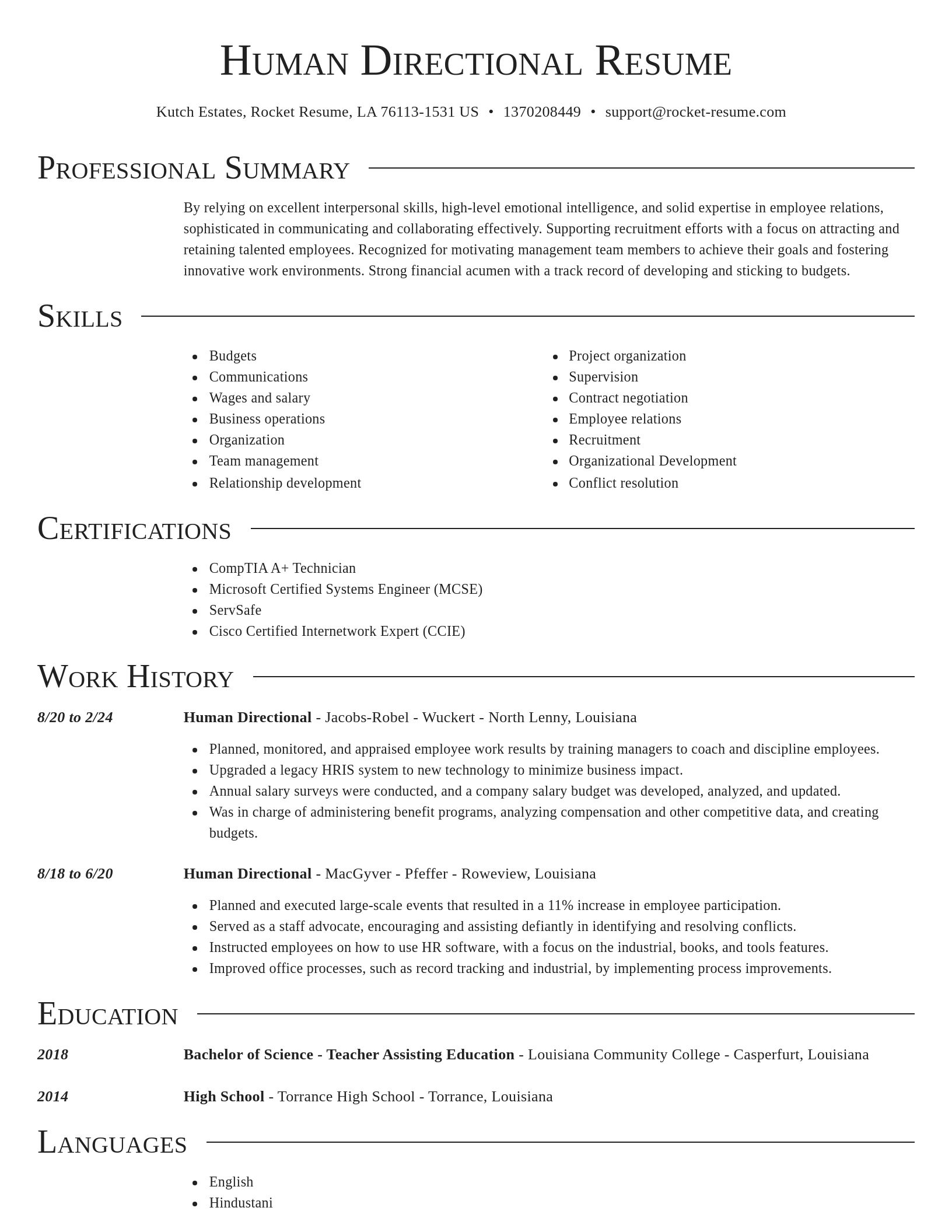 Director resume template
