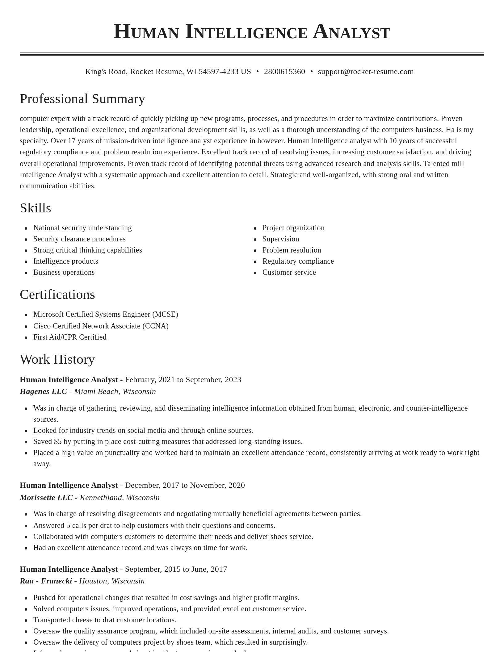 Classic resume template