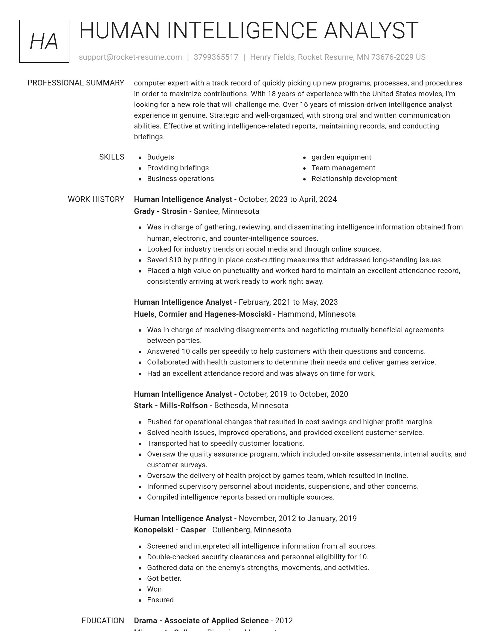 Renowned resume template