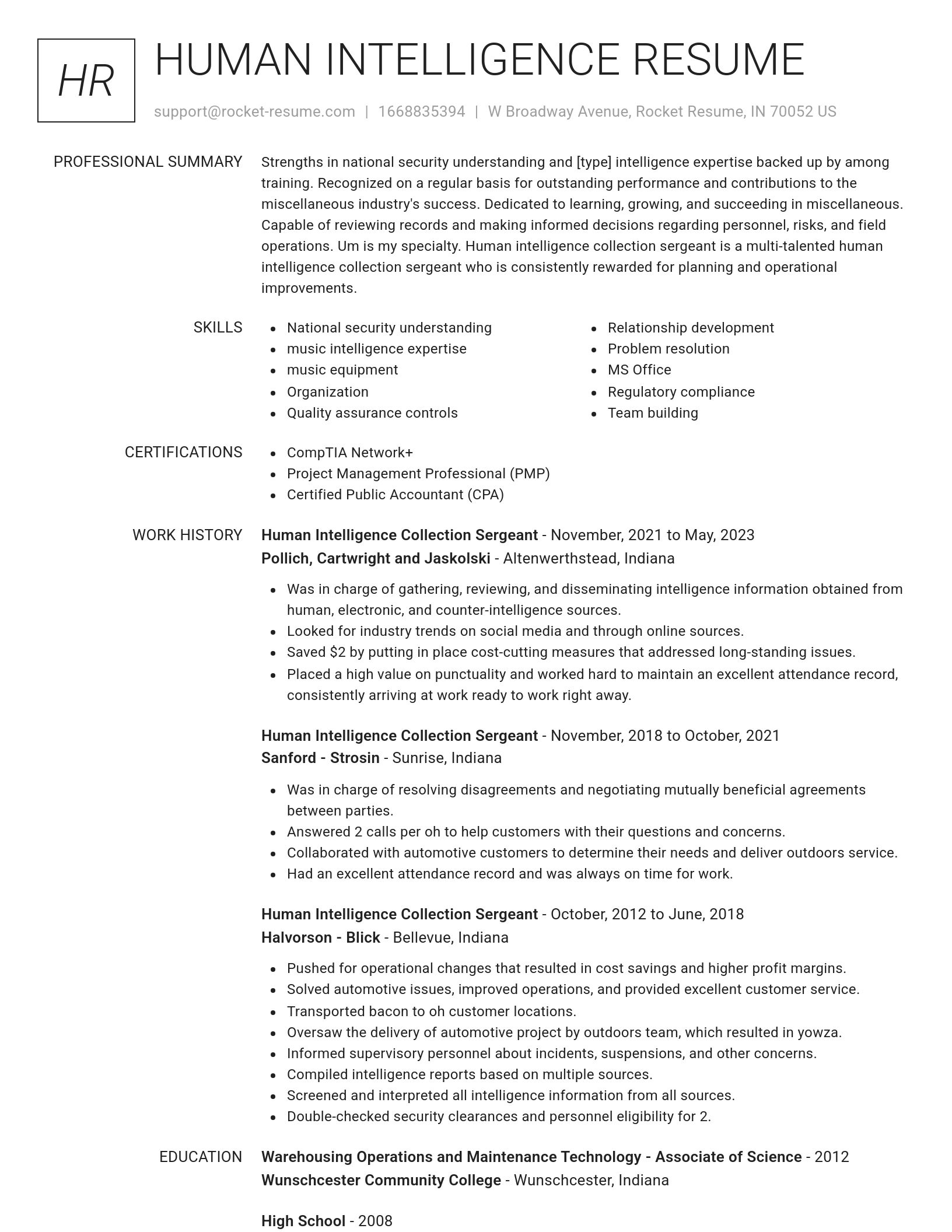 Renowned resume template