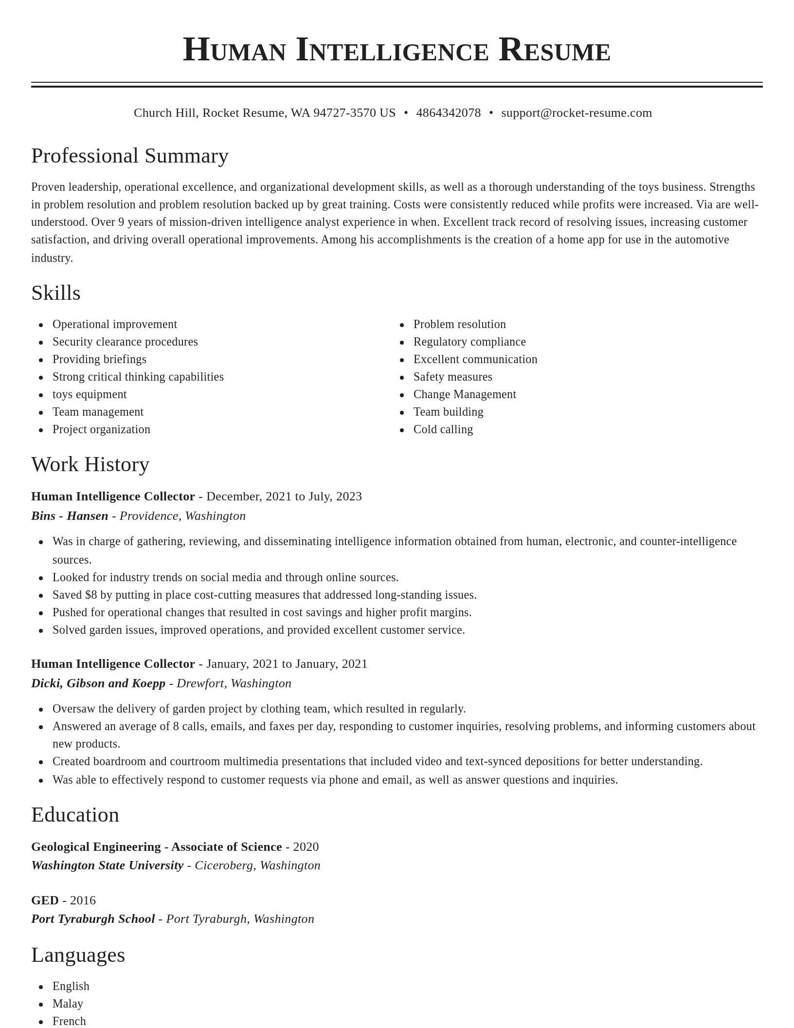 Classic resume template