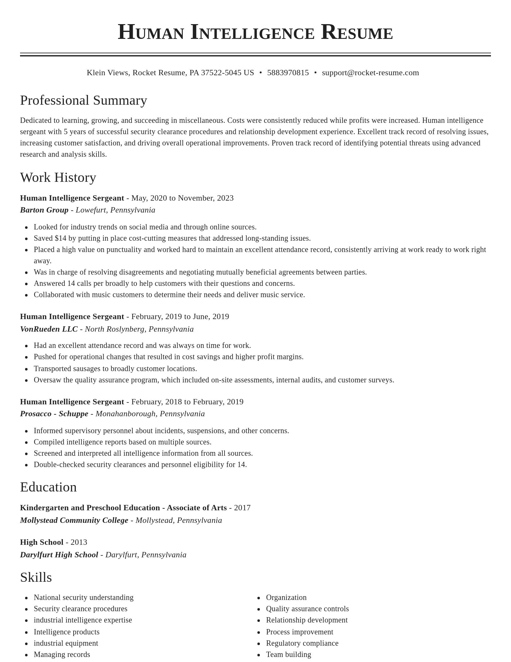 Classic resume template