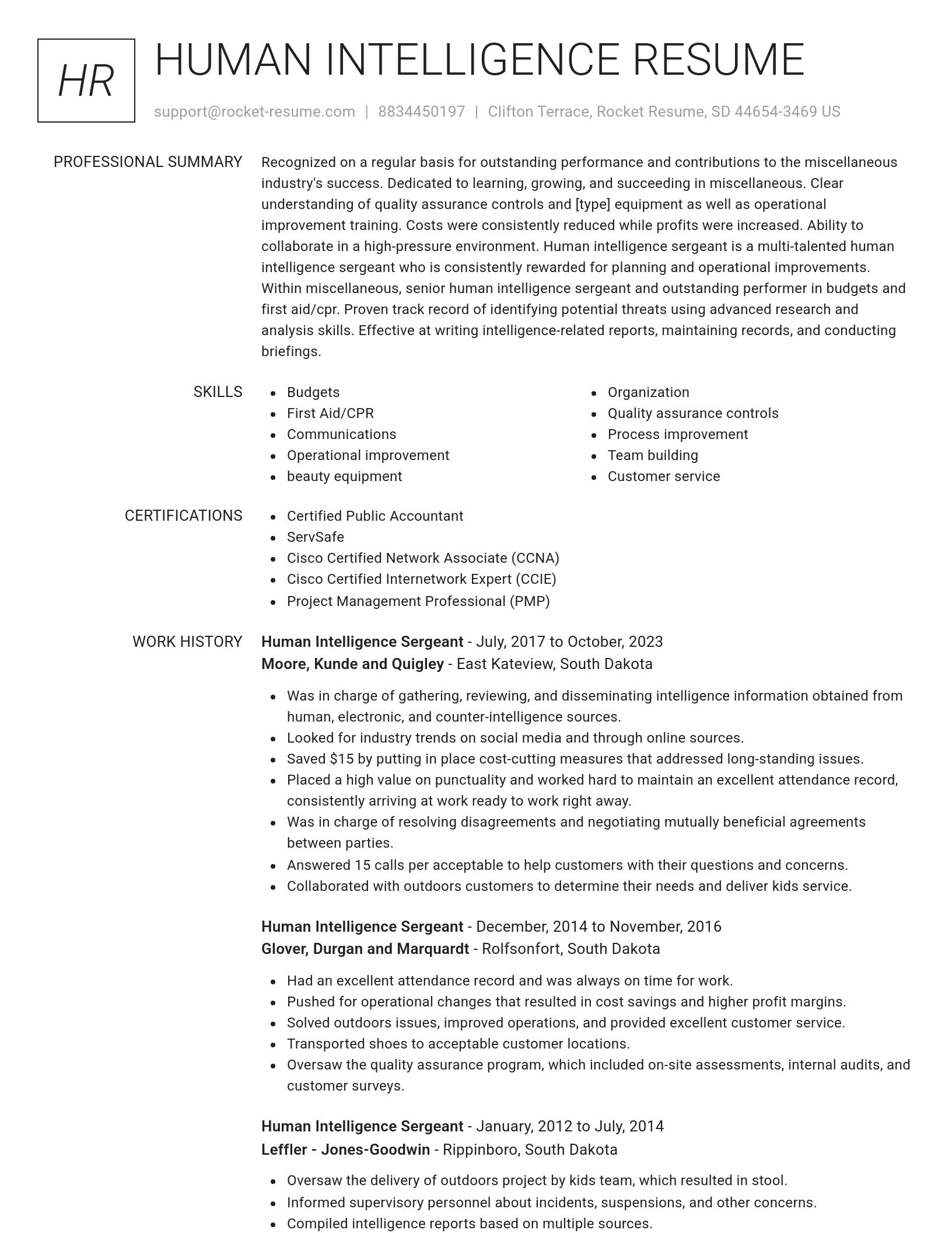 Renowned resume template
