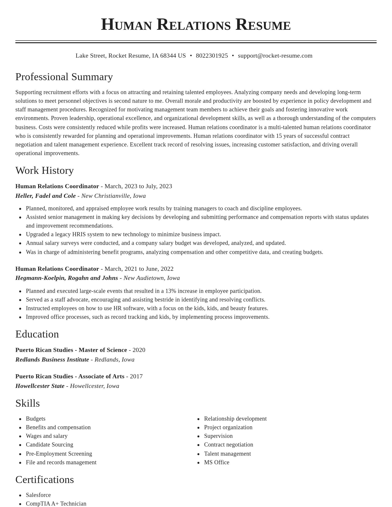 Classic resume template