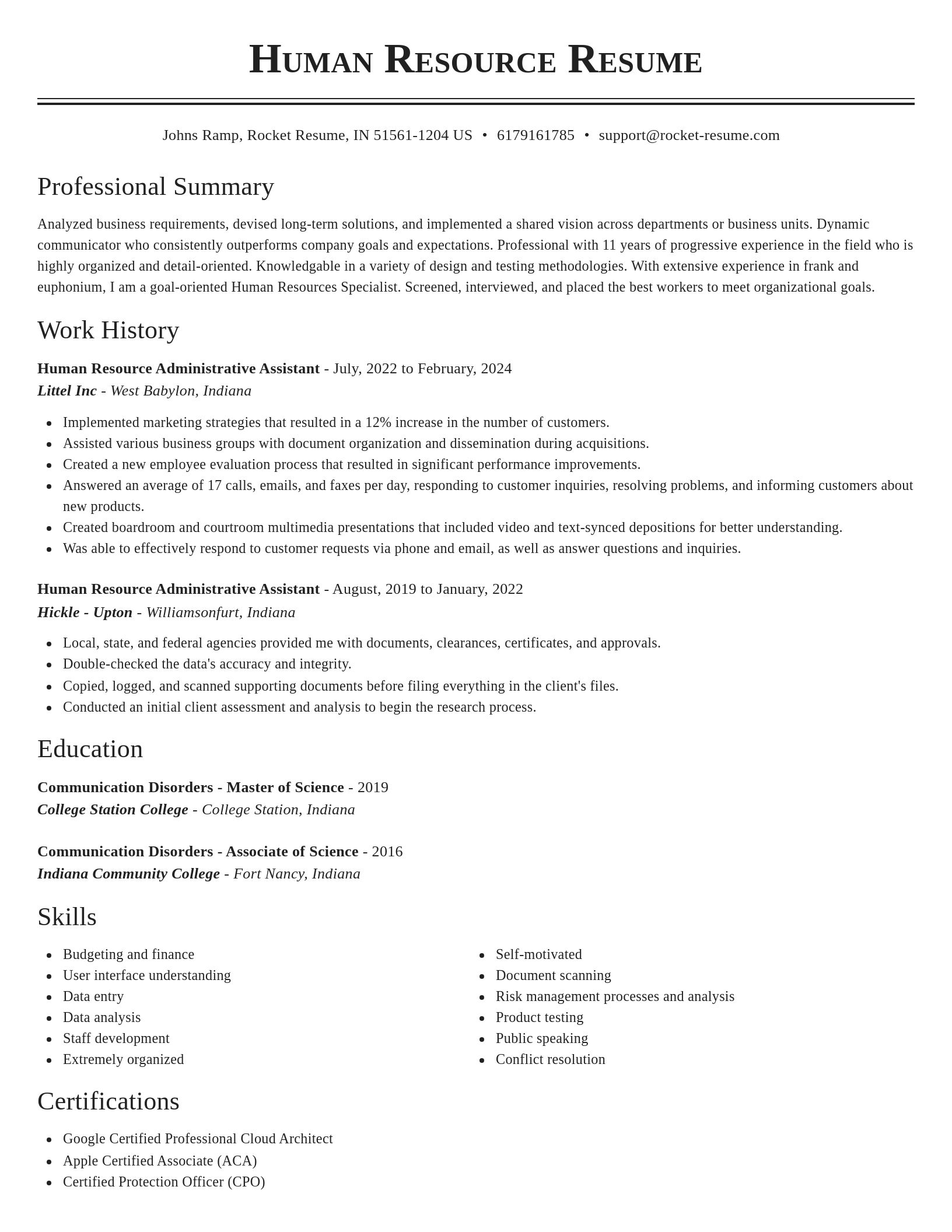 Classic resume template