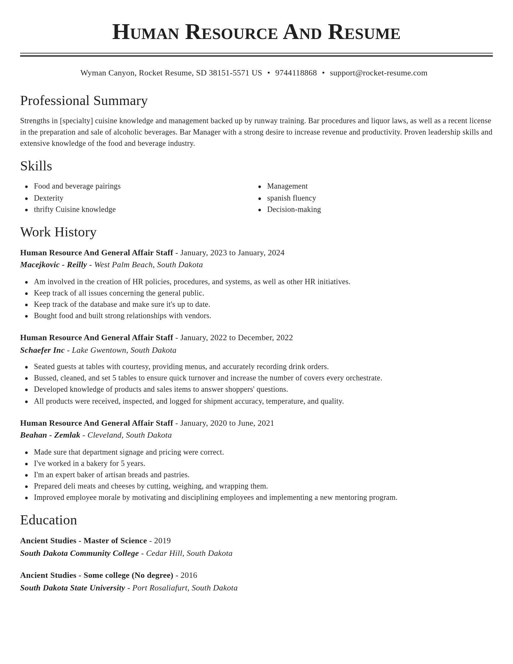 Classic resume template