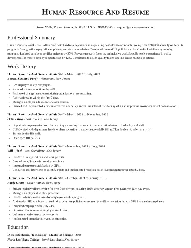 Classic resume template